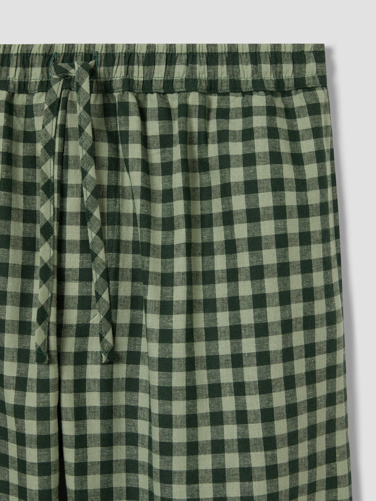 Bay Green & Fern Gingham Linen Blend Trousers - Image 2