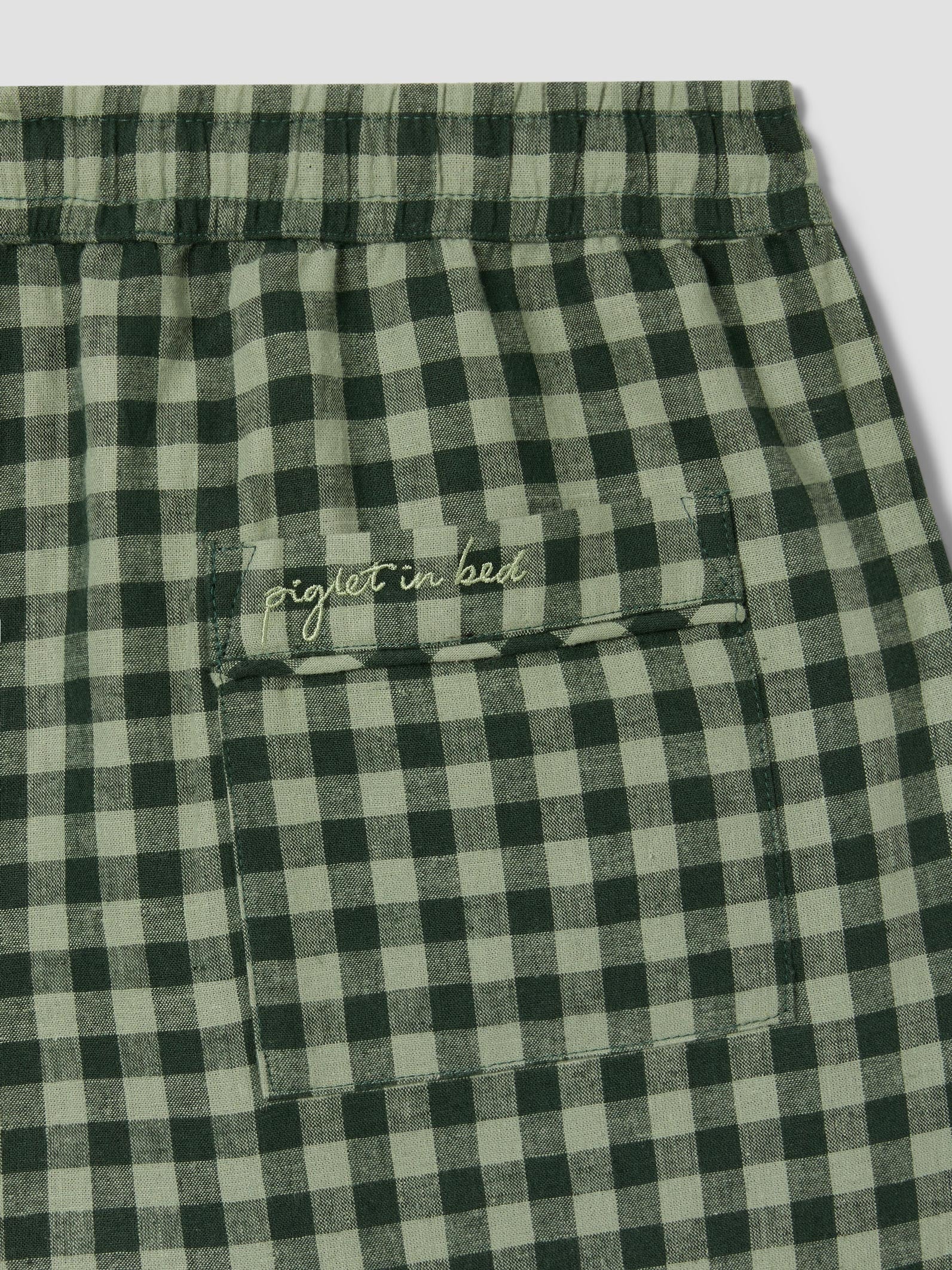 Bay Green & Fern Gingham Linen Blend Trousers - Image 3