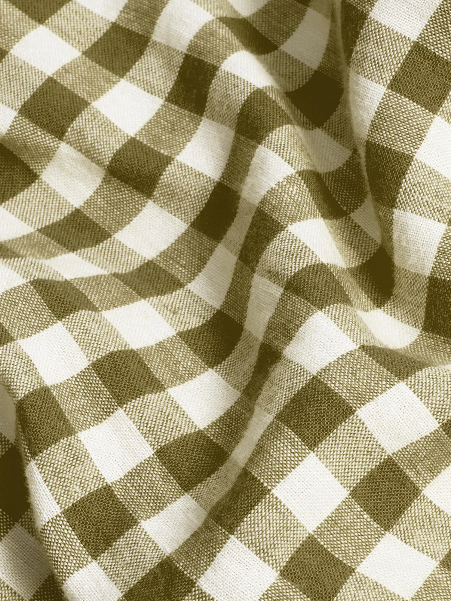 Botanical Green Gingham Linen Blend Duvet Set - Image 2