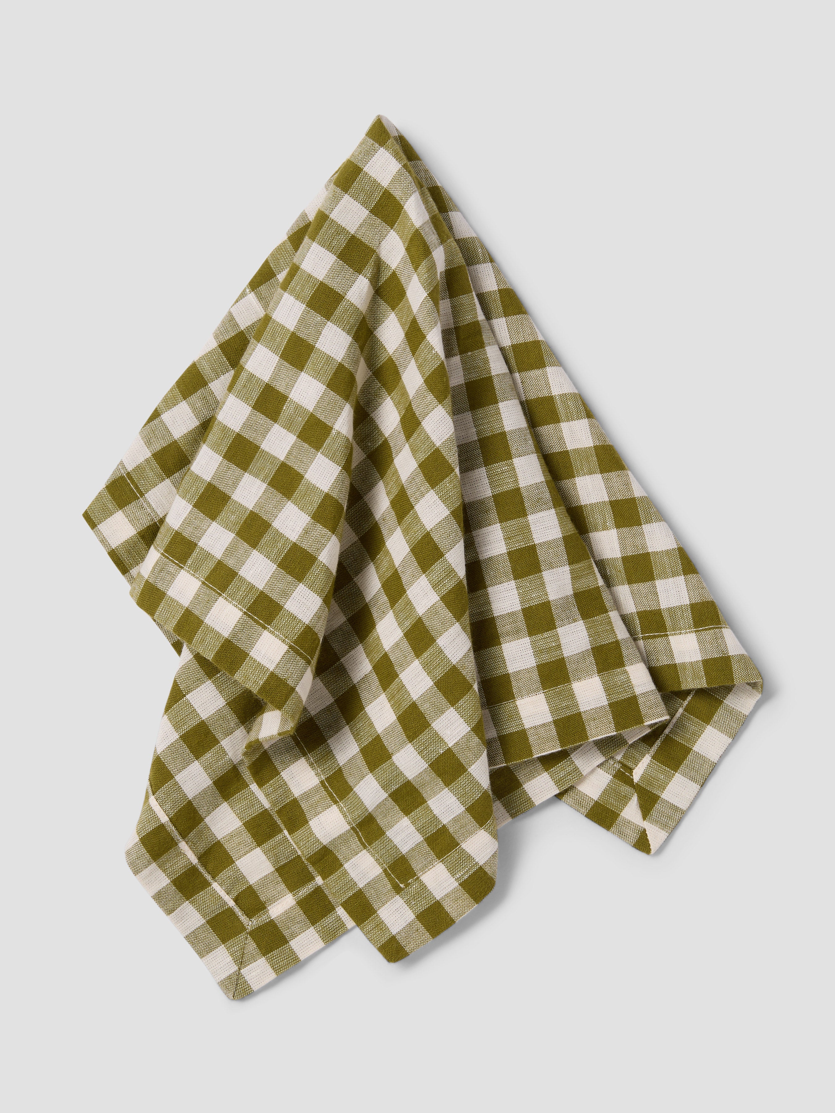 Botanical Green Gingham Linen Blend Napkins Set of 4 - Image 2