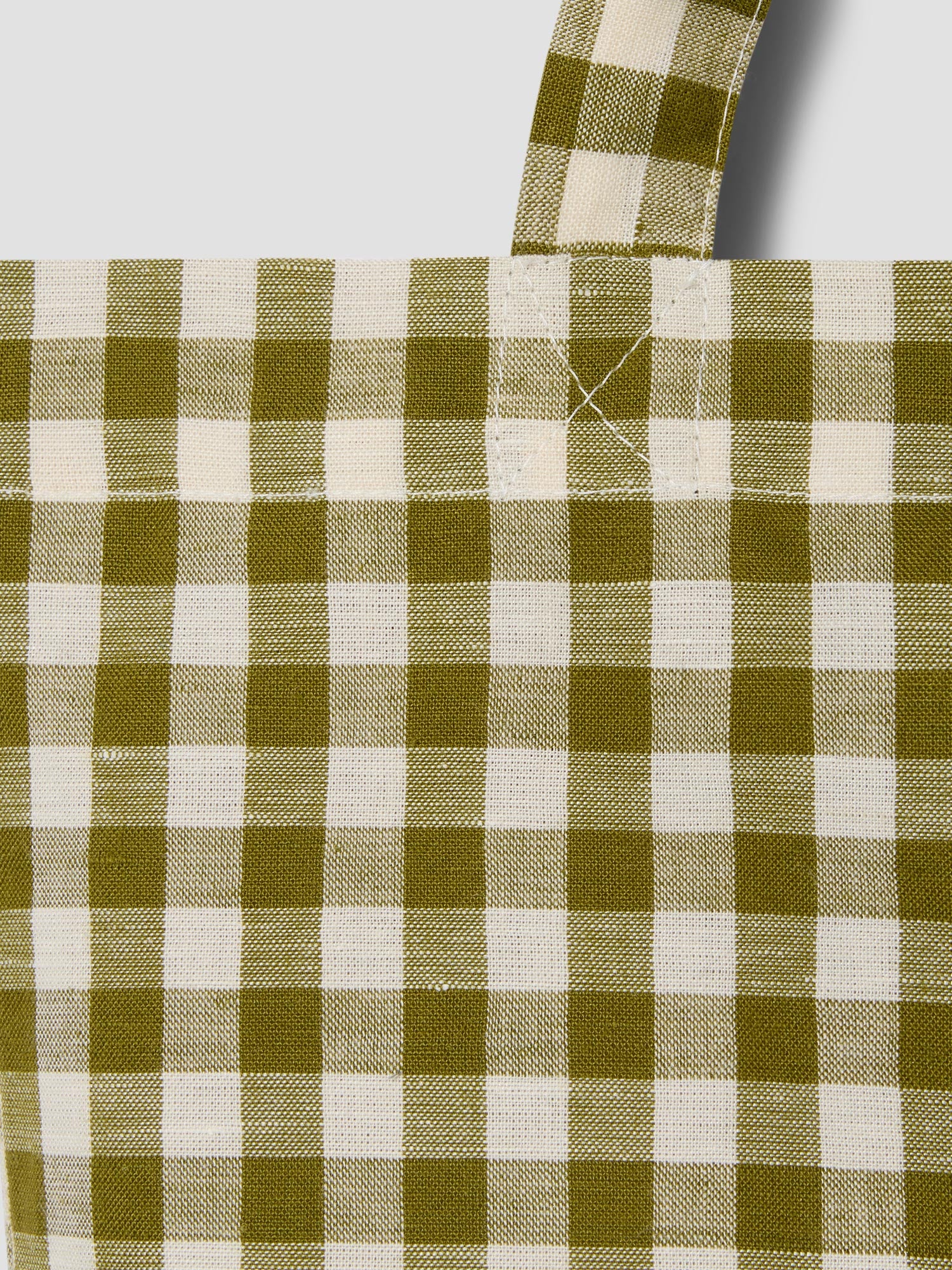 Botanical Green Gingham Linen Blend Tote Bag - Image 2