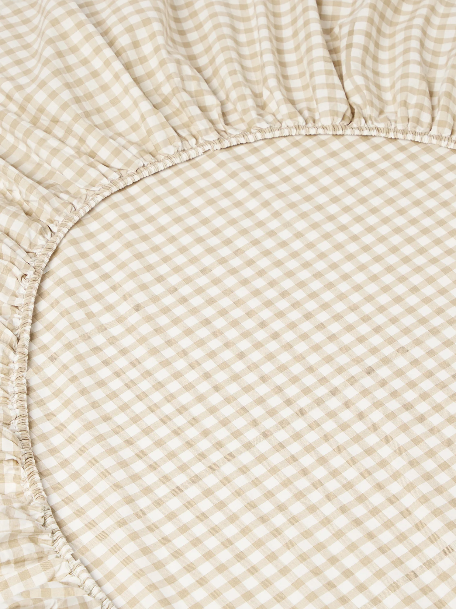Café au Lait Gingham Washed Cotton Fitted Sheet - Image 2