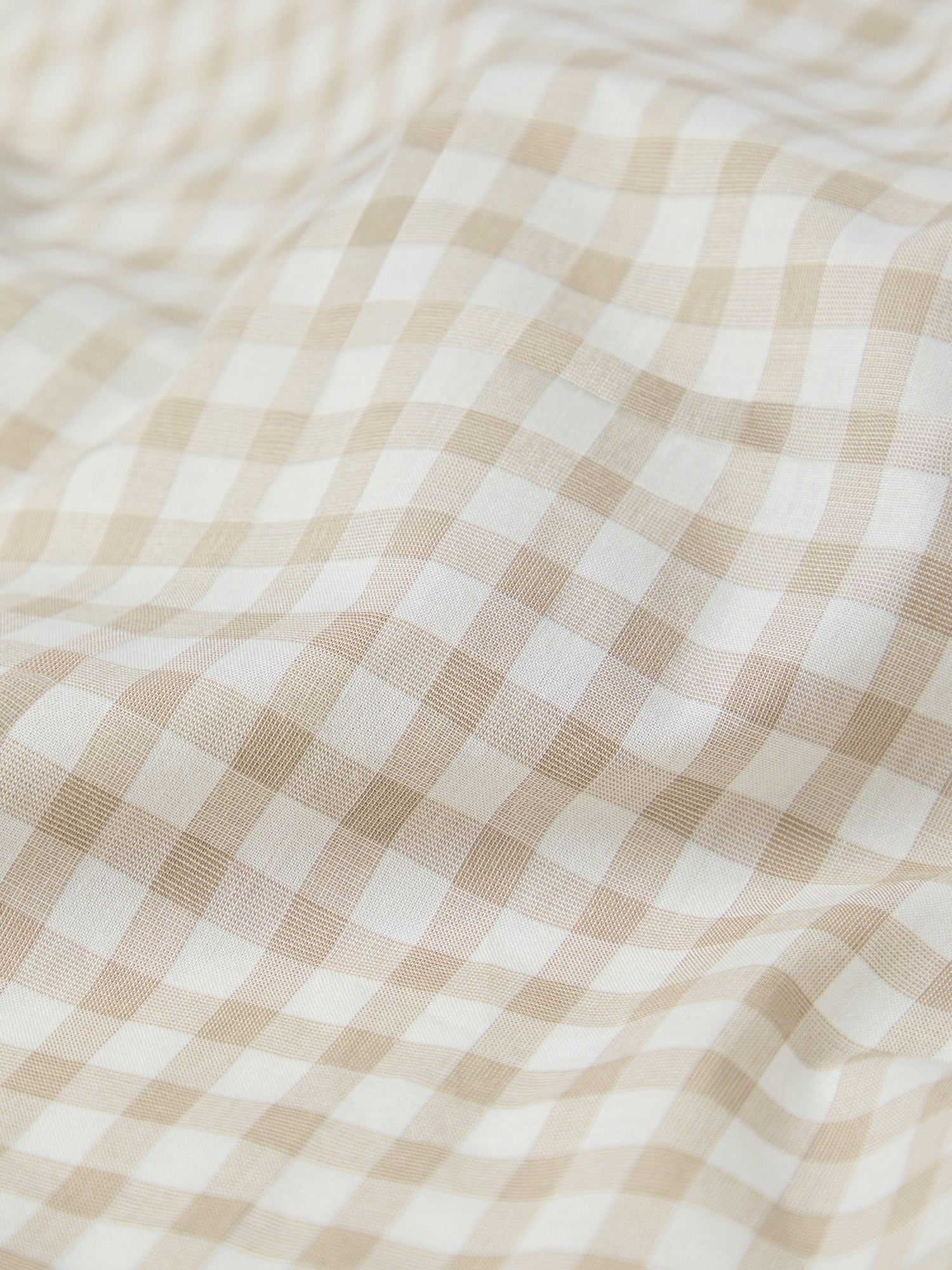 Café au Lait Gingham Washed Cotton Fitted Sheet - Image 3