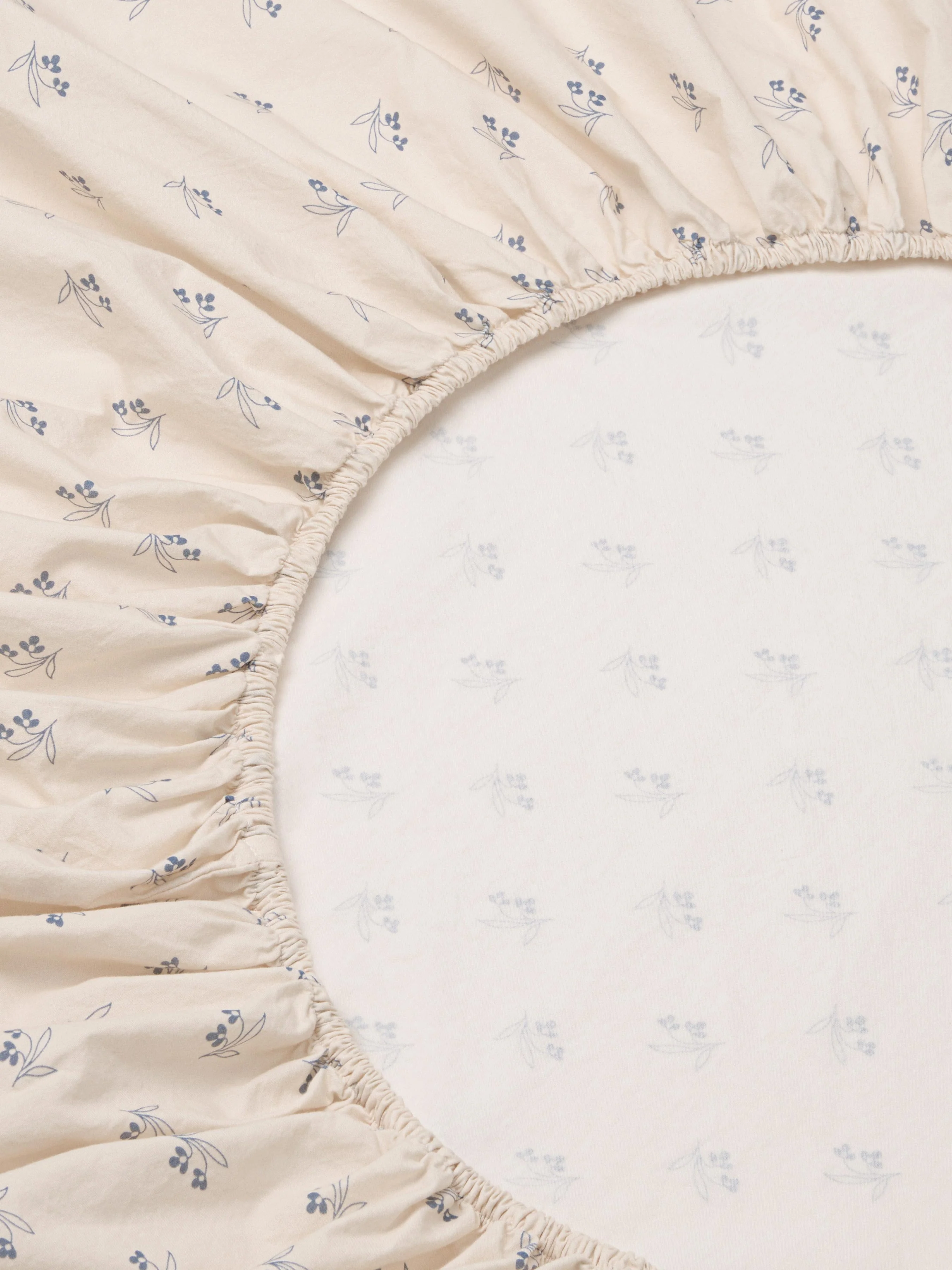 Cove Blue Martha Floral Cotton Fitted Sheet - Image 2
