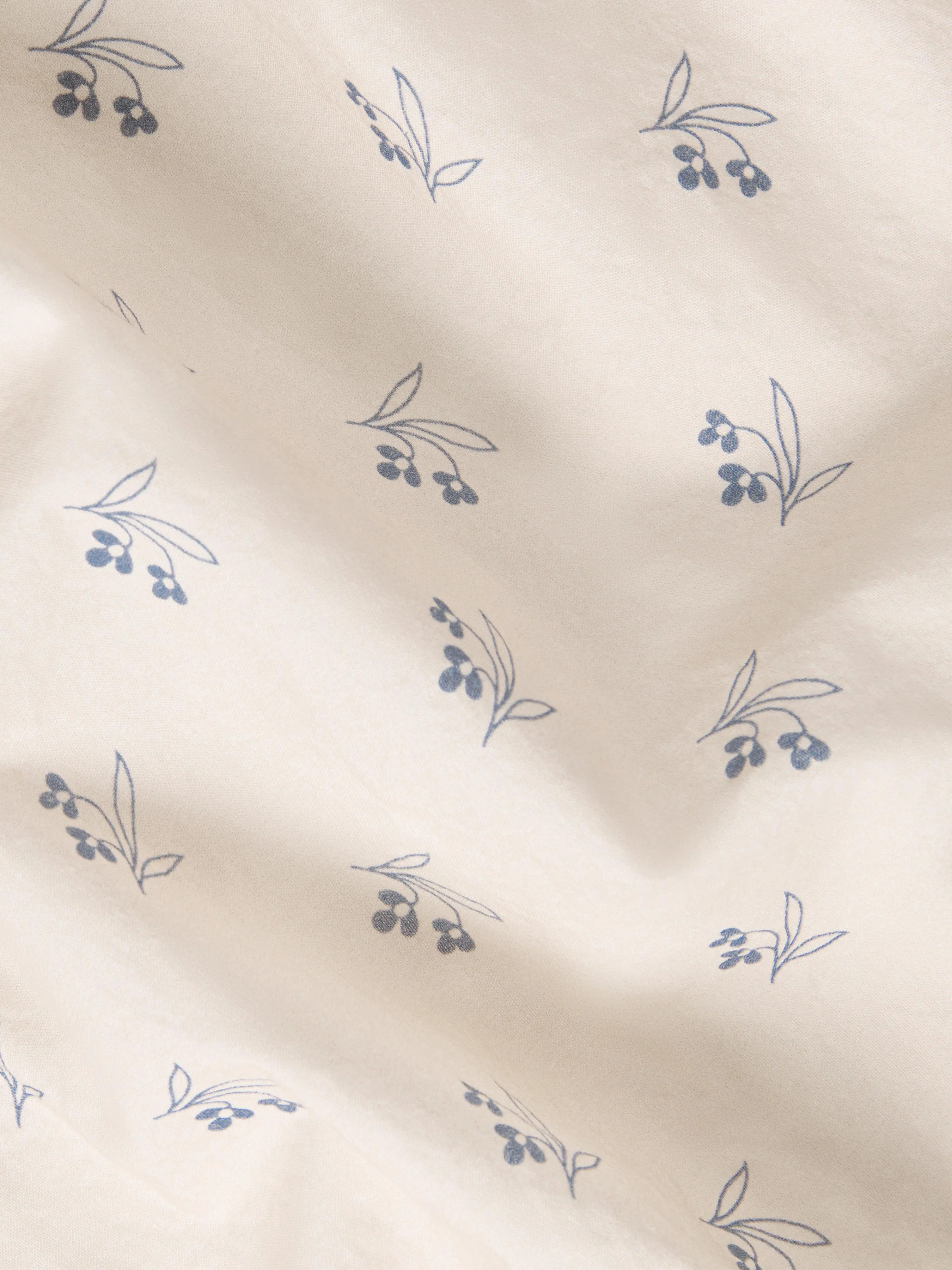 Cove Blue Martha Floral Cotton Flat Sheet - Image 3