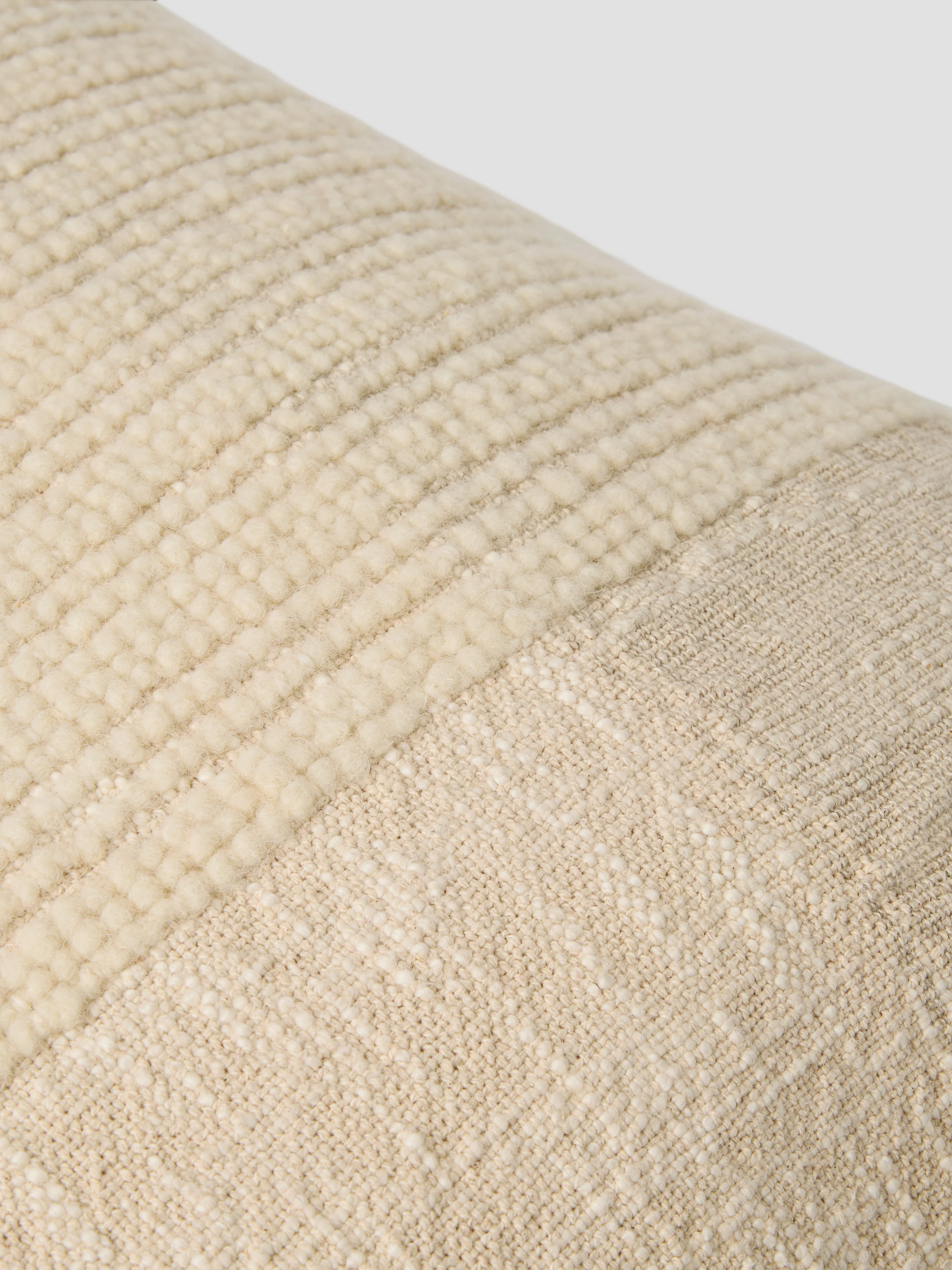 Cream & Oatmeal Soft Cross Weave Wool Square Cushion Cover - Image 2
