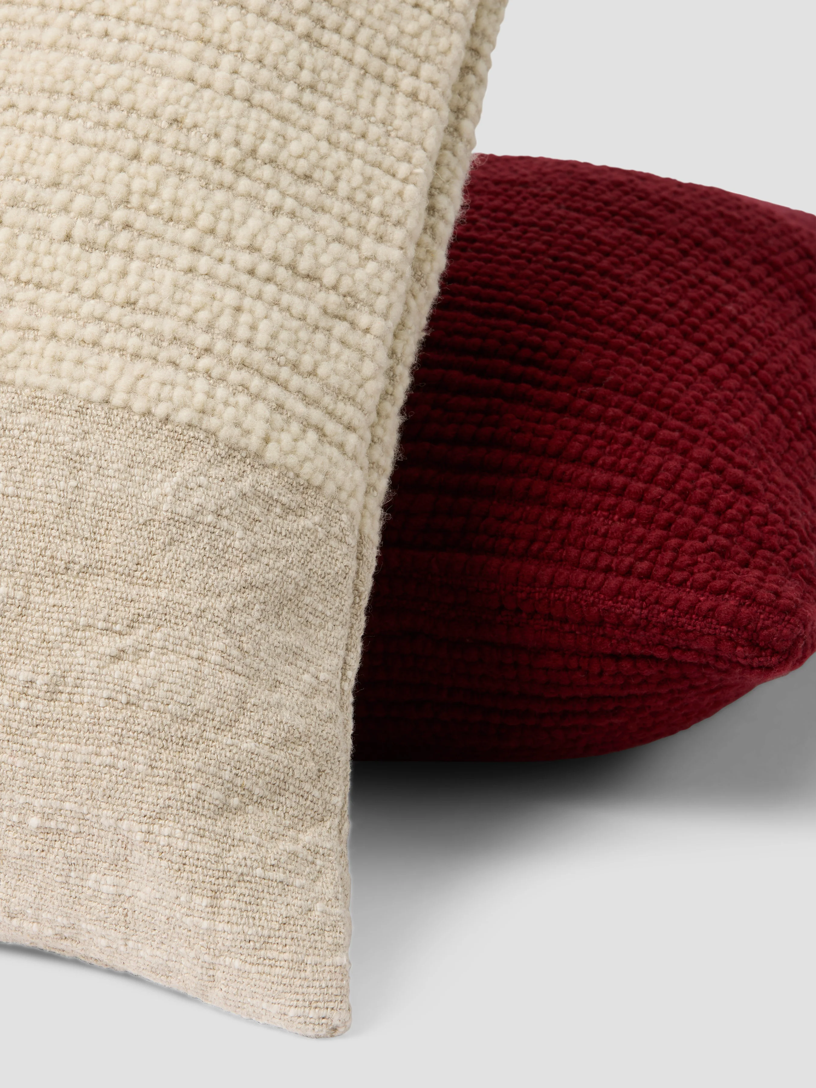 Cream & Oatmeal Soft Cross Weave Wool Square Cushion Cover - Image 3