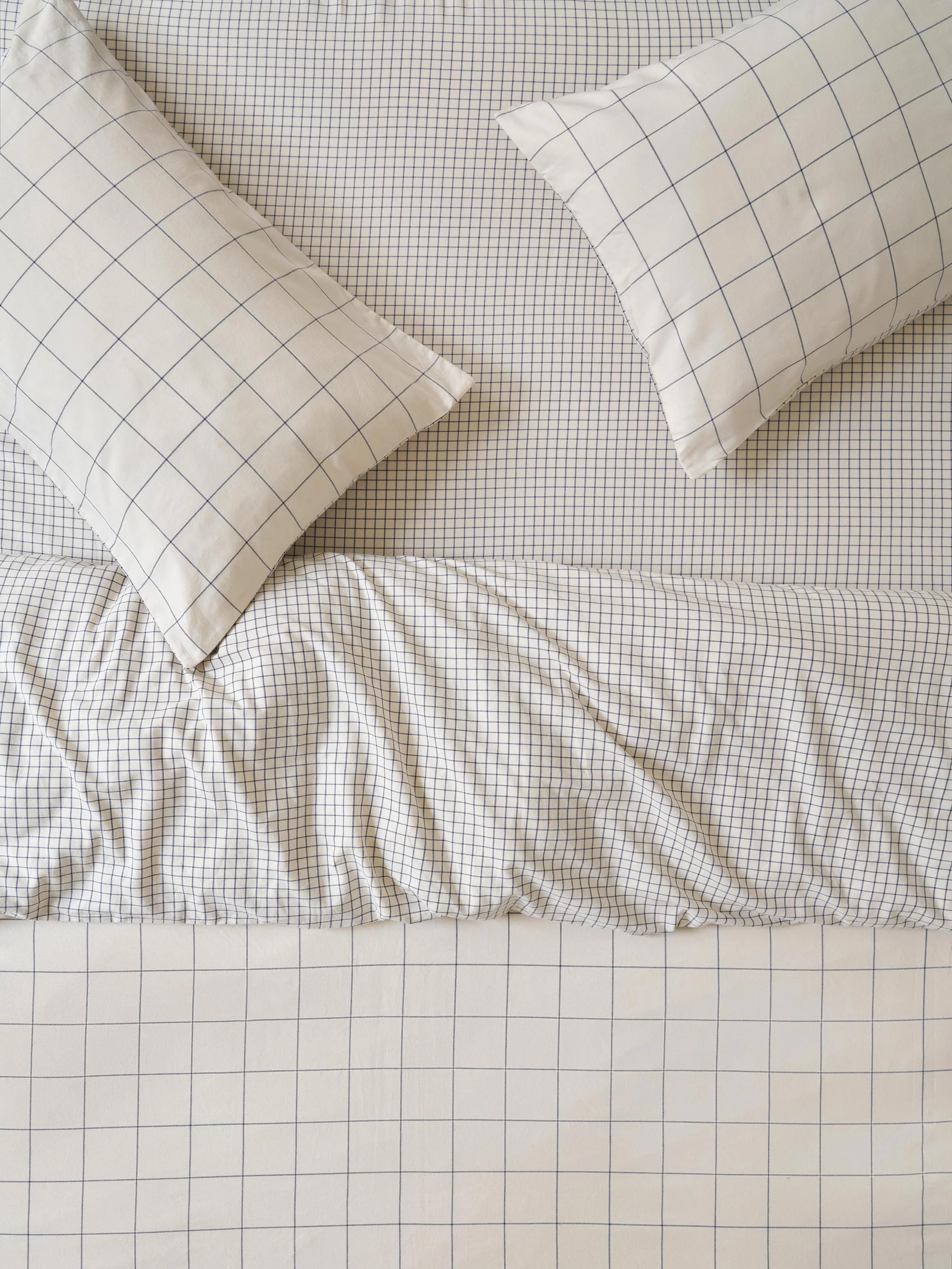 Dream Blue Burlow Check Cotton Percale Duvet Cover