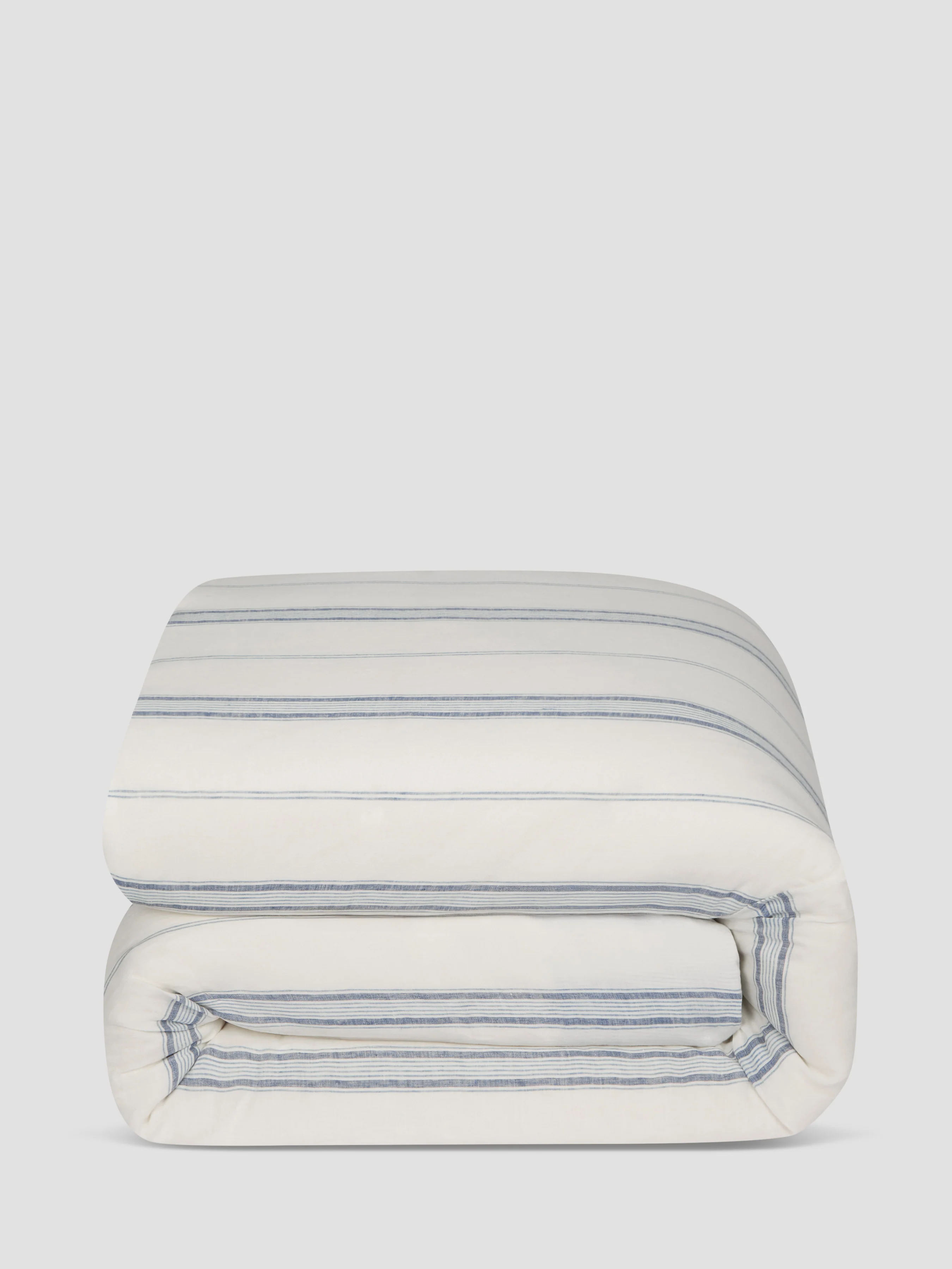 Dusk Blue Farmhouse Stripe 100% Linen Duvet Cover - Image 4