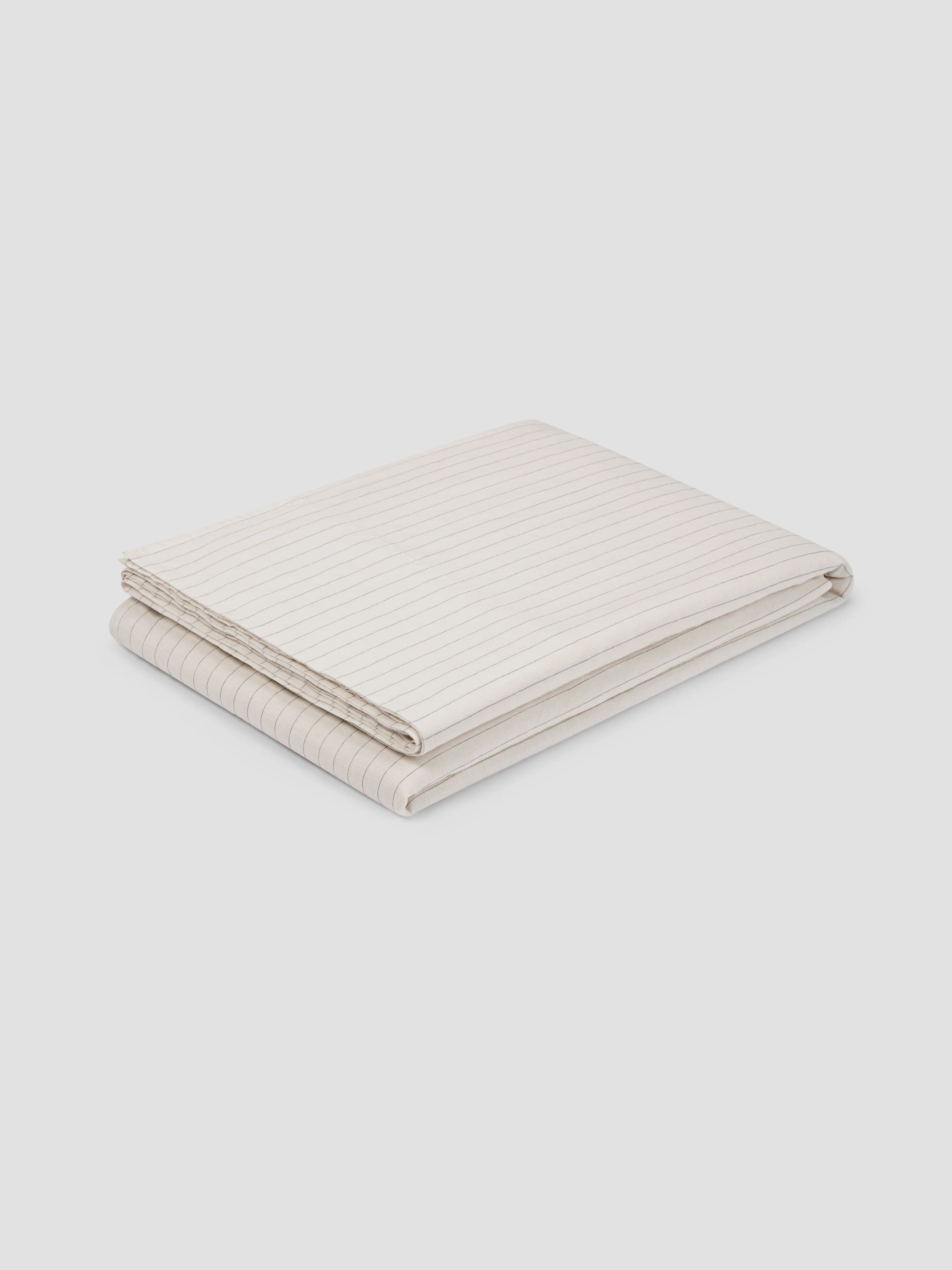 Dusk Blue Folk Stripe Linen Blend Flat Sheet - Image 2