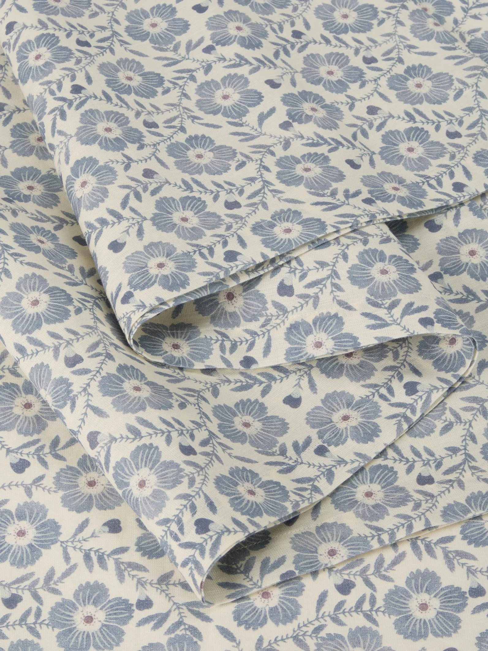 Dusk Blue Folk Floral Linen Blend Runner - Image 3