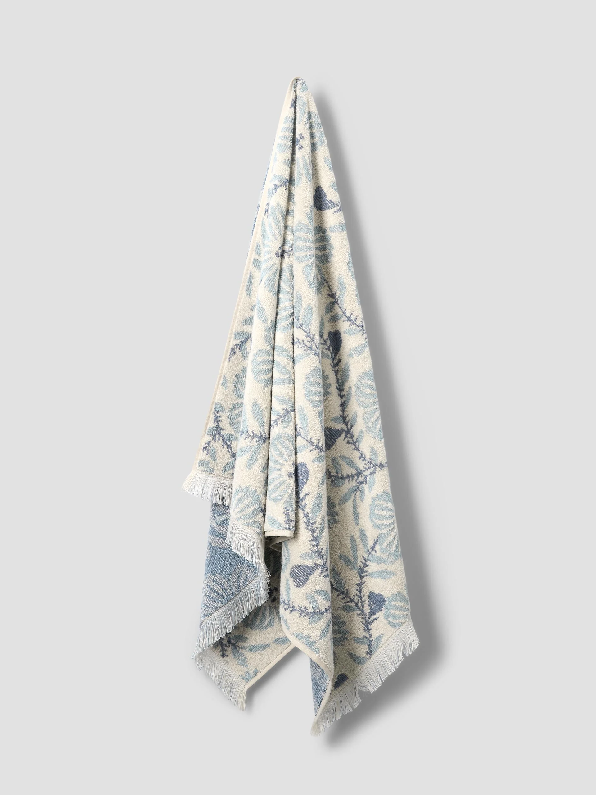 Dusk Blue Folk Floral Cotton Towels - Image 3