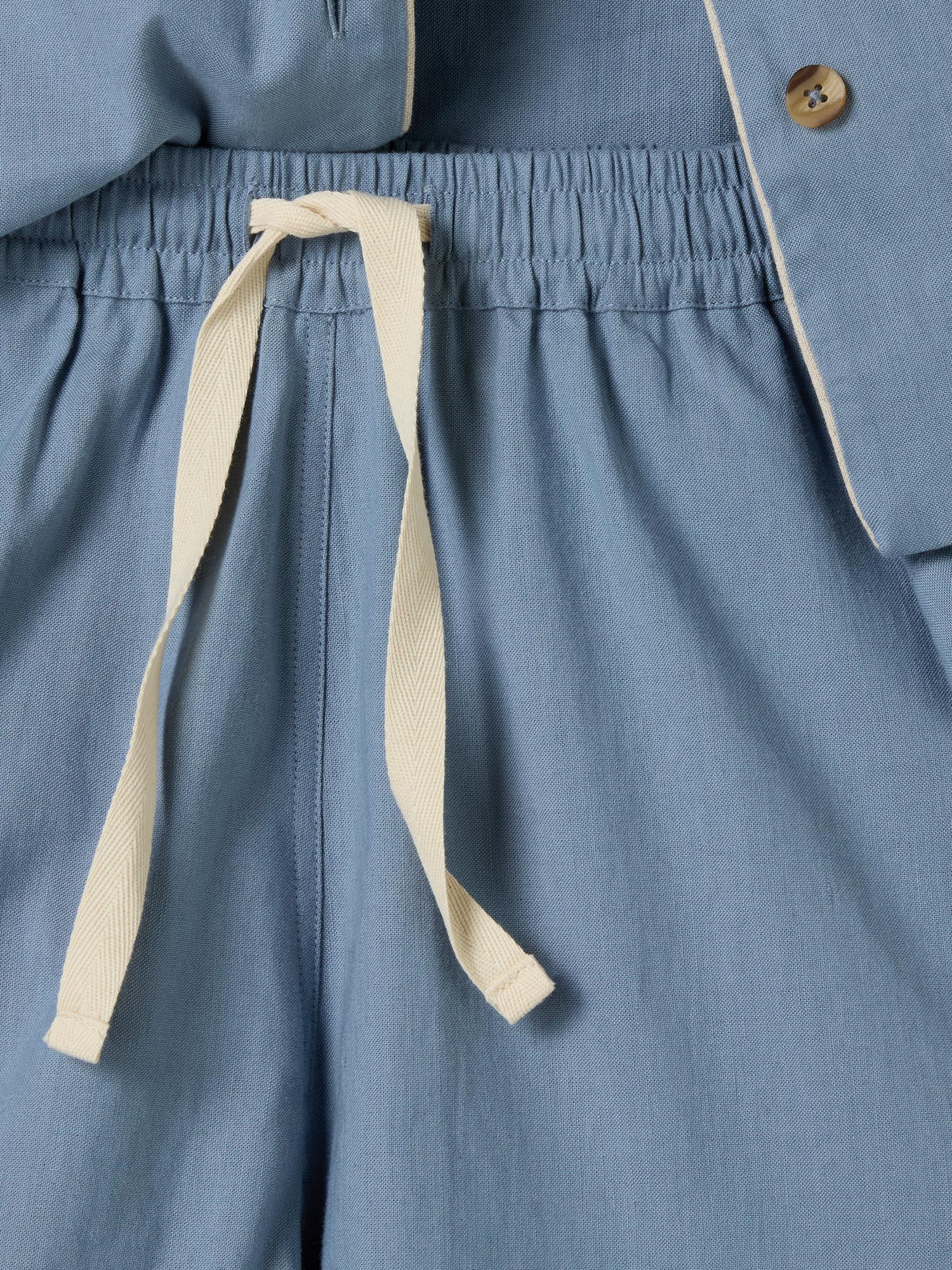 Dusk Blue Linen Blend Pyjama Short Set - Image 3