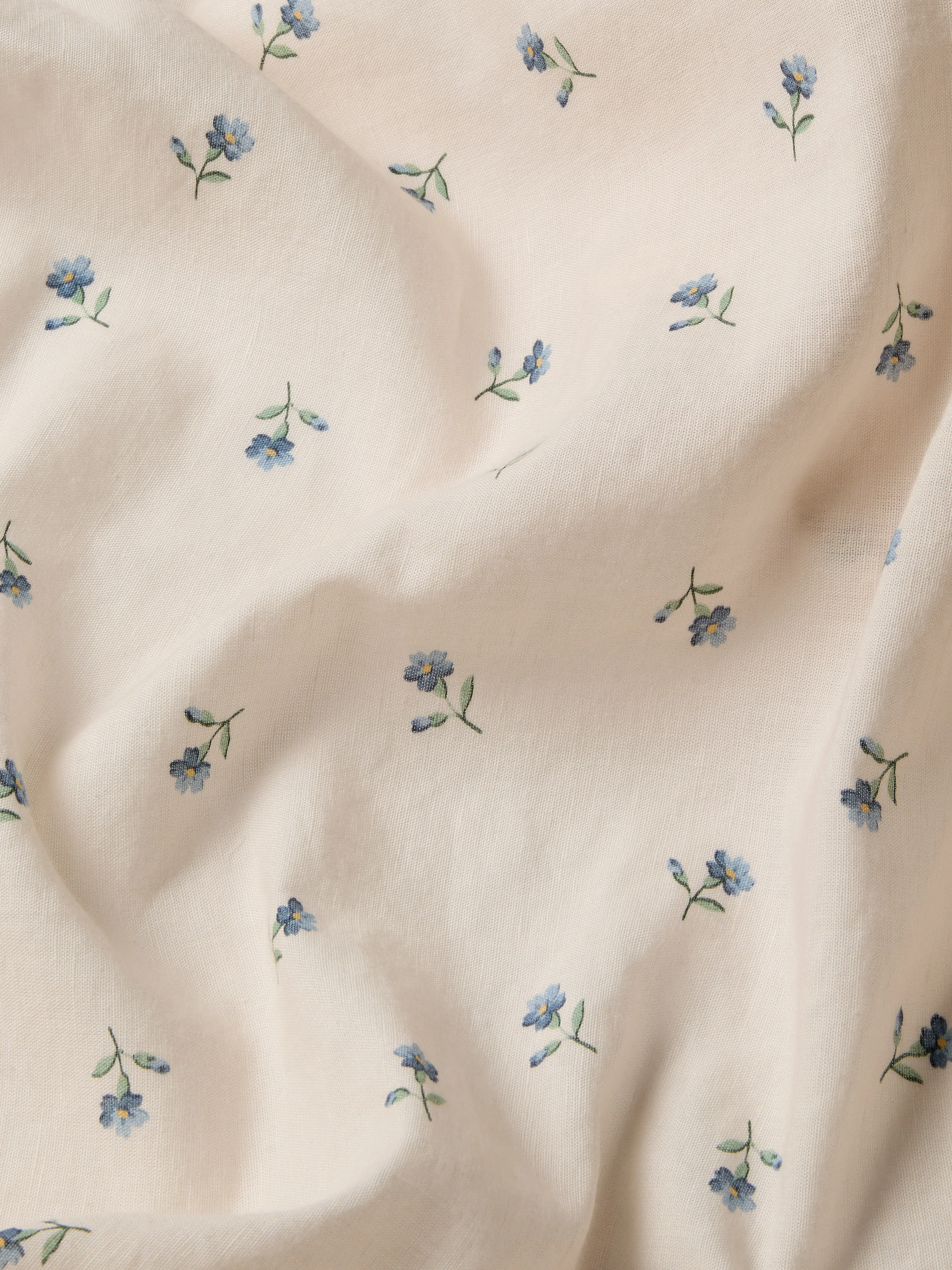 Dusk Blue Posy Bud Linen Blend Fitted Sheet - Image 3