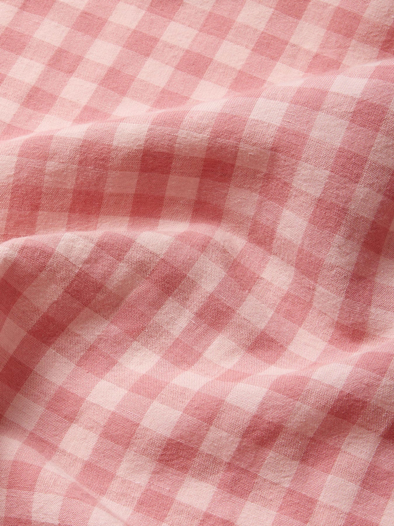 Dusty Pink & Rose Colour Drenched Gingham Linen Blend Flat Sheet - Image 4
