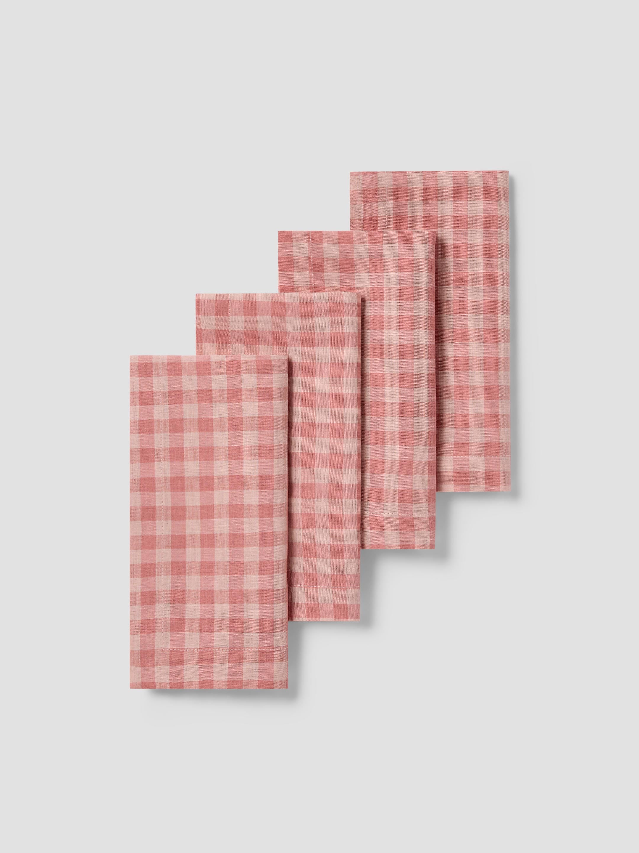 Dusty Pink & Rose Gingham Linen Blend Napkins Set of 4 - Image 2