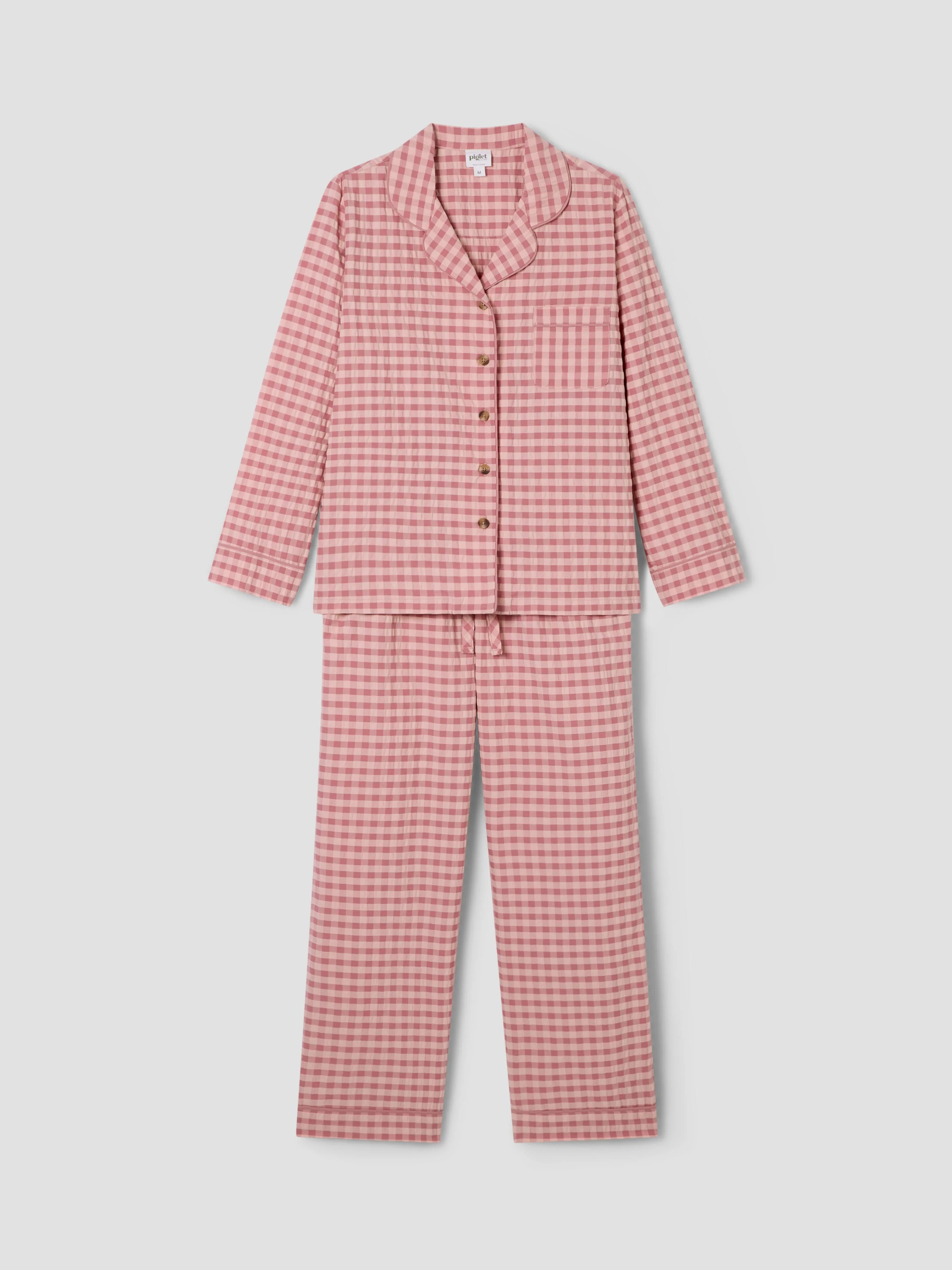 Dusty Pink & Rose Gingham Cotton Trouser Set - Image 4