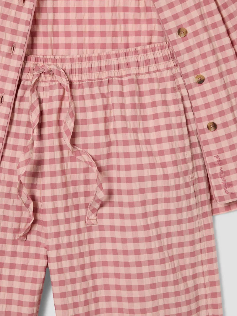 Dusty Pink & Rose Gingham Cotton Trouser Set - Image 6