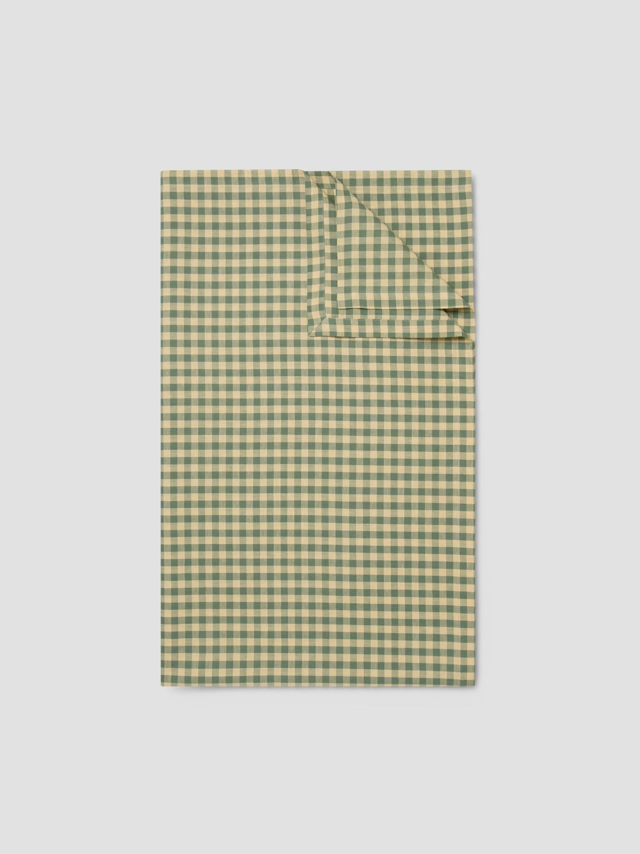 Elm Green & Butter Yellow Gingham Linen Blend Tablecloth - Image 4