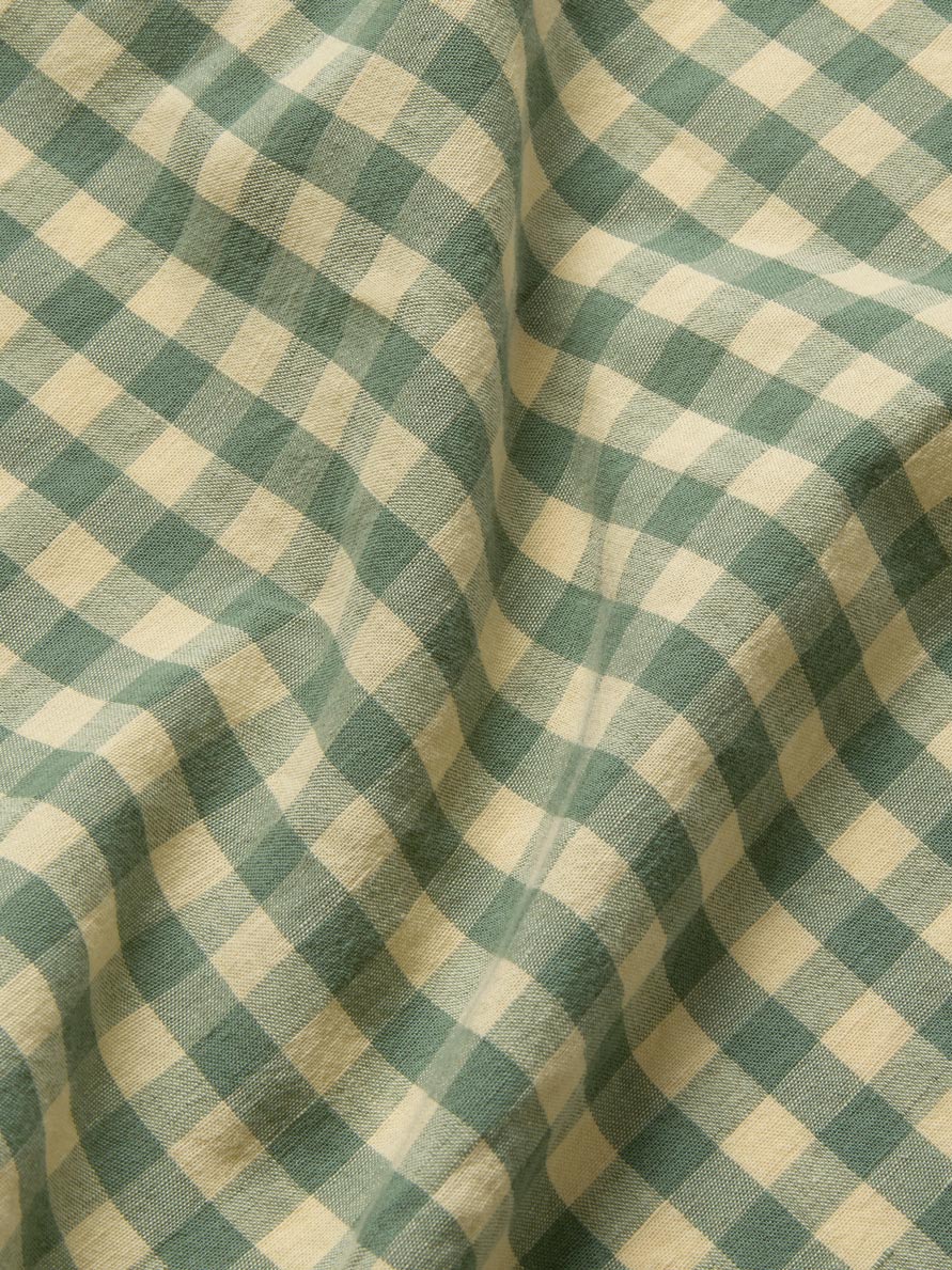 Elm Green & Butter Yellow Colour Drenched Gingham Linen Blend Flat Sheet - Image 4