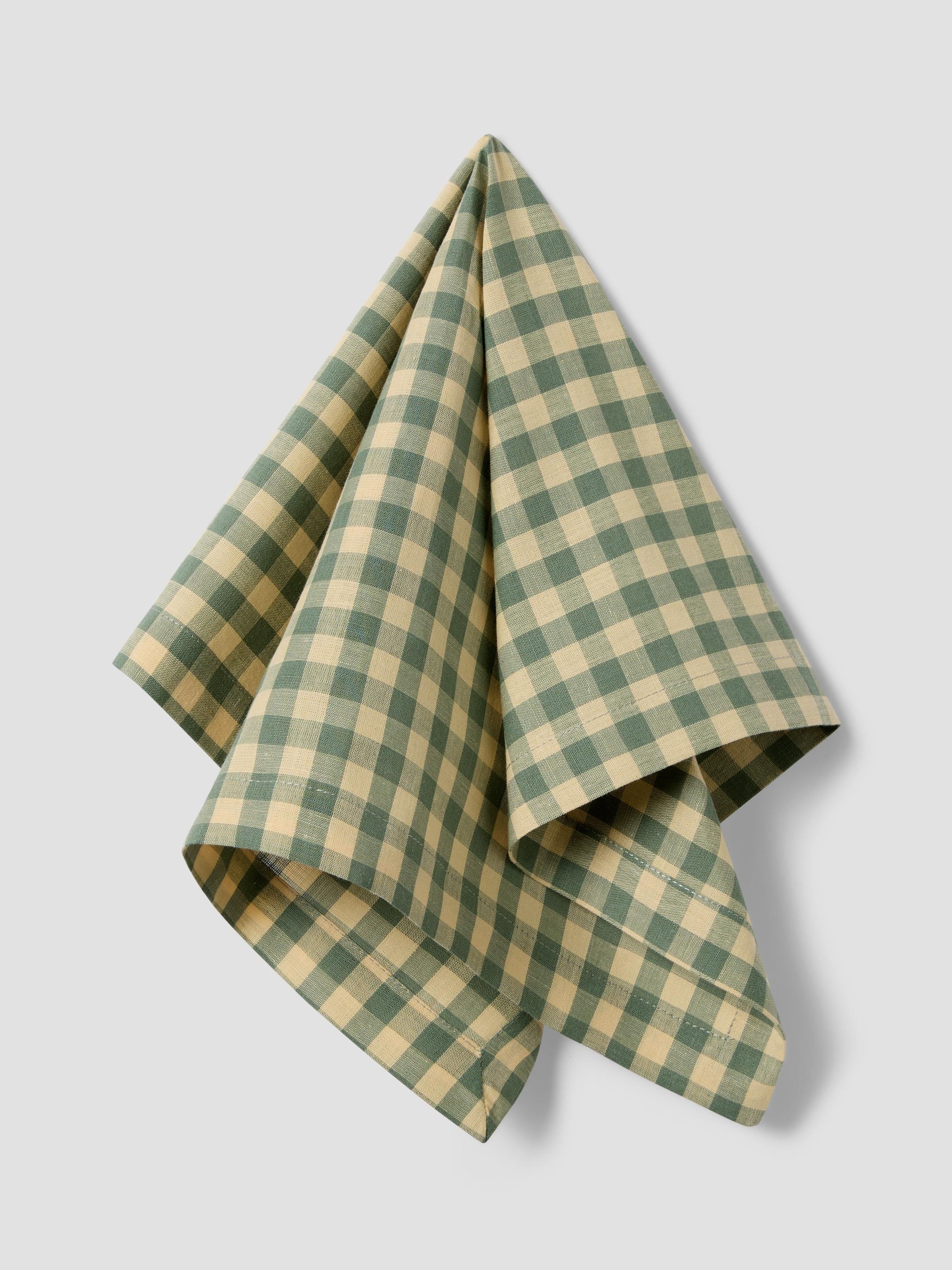 Elm Green & Butter Yellow Gingham Linen Blend Napkins Set of 4 - Image 4