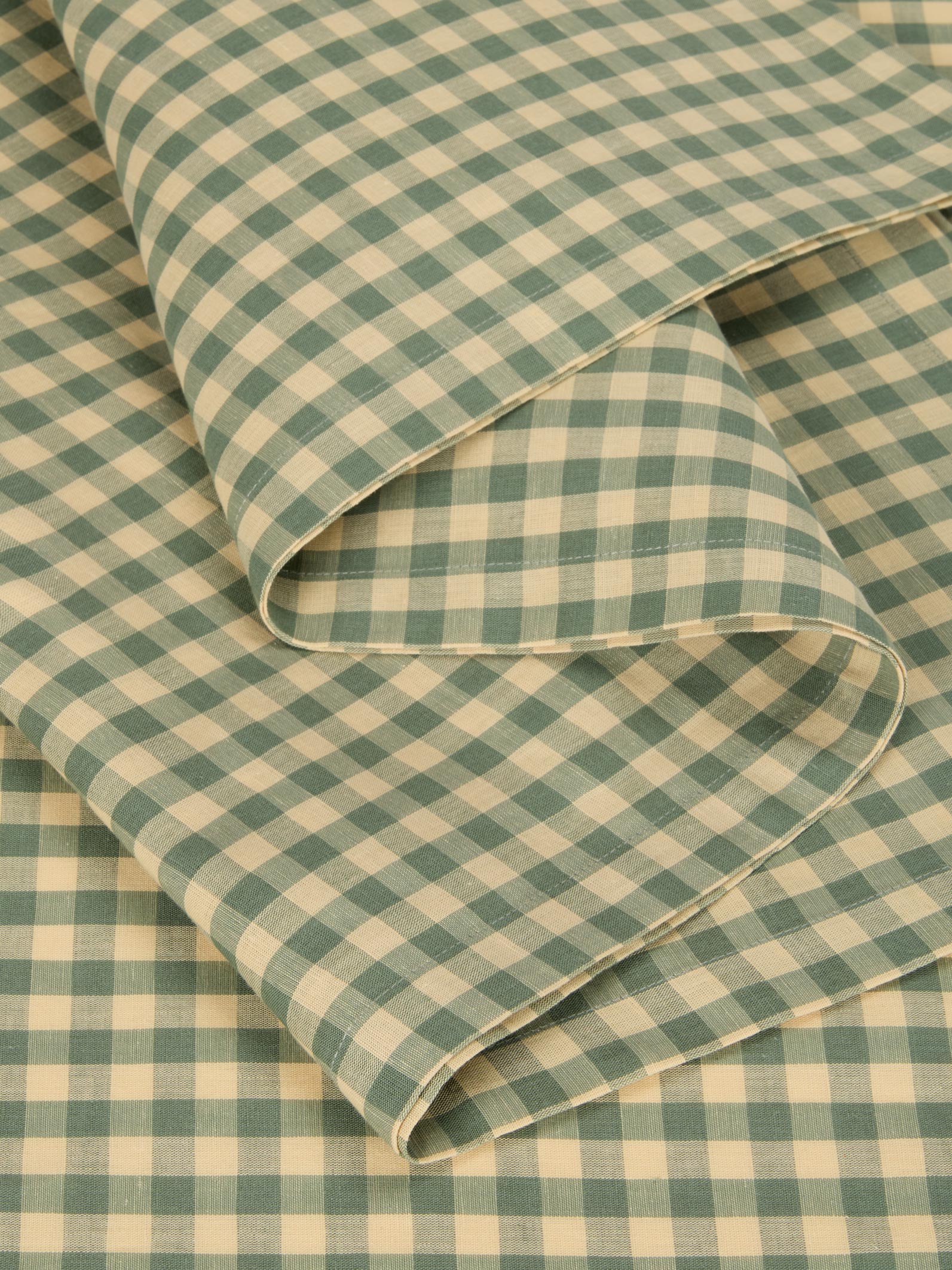 Elm Green & Butter Yellow Gingham Linen Blend Table Runner - Image 4