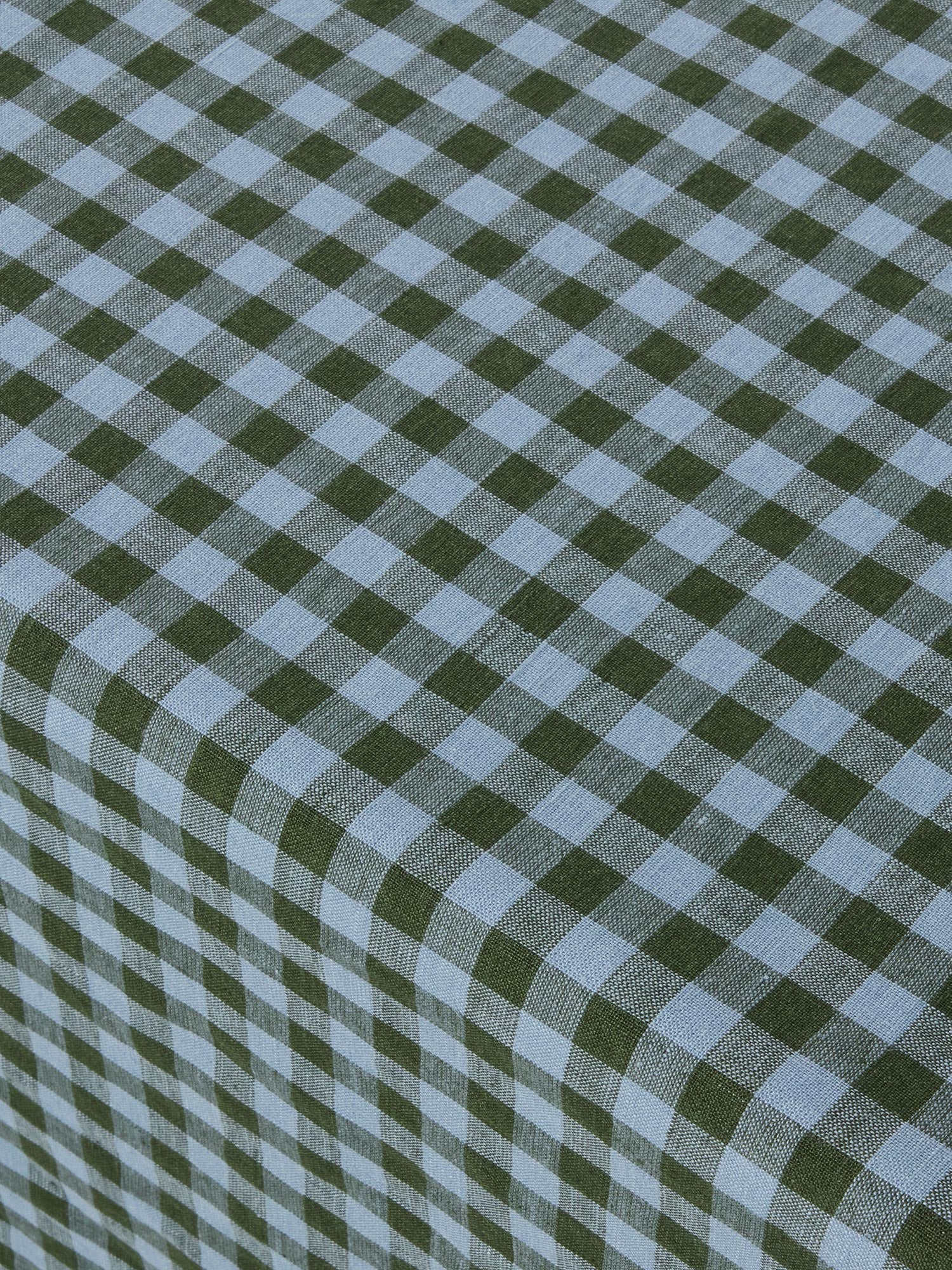 Fern Green & Dusk Blue Colour Drenched Gingham Linen Blend Tablecloth - Image 3