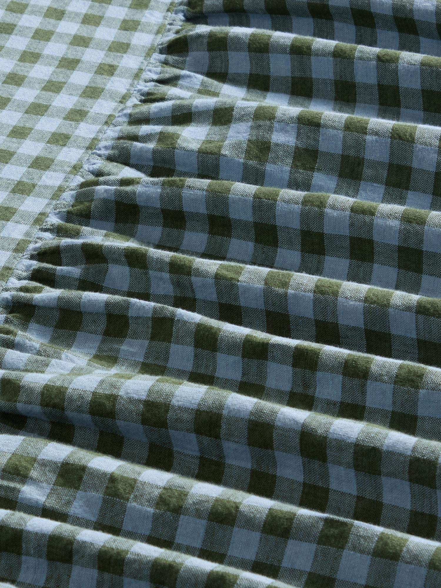 Fern Green & Dusk Blue Colour Drenched Gingham Linen Blend Valance - Image 3