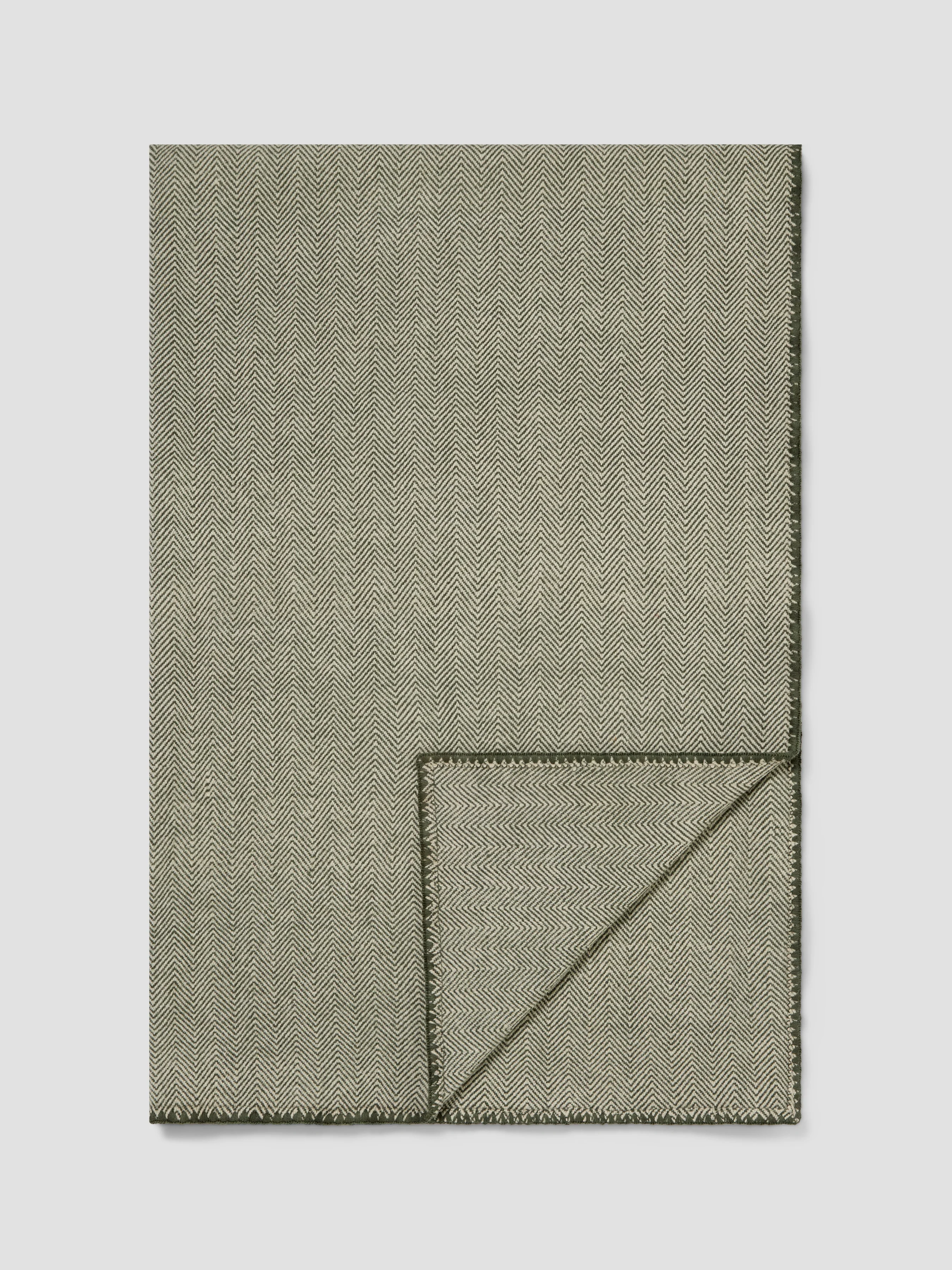 Fern Green Herringbone Wool Blanket