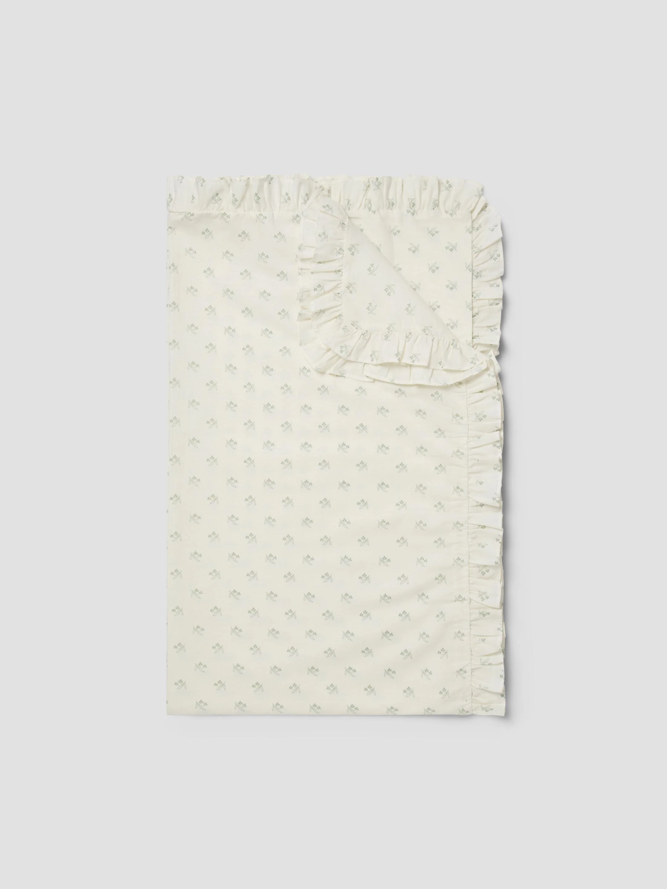 Mellow Green Martha Floral Frill Linen Blend Tablecloth - Image 4