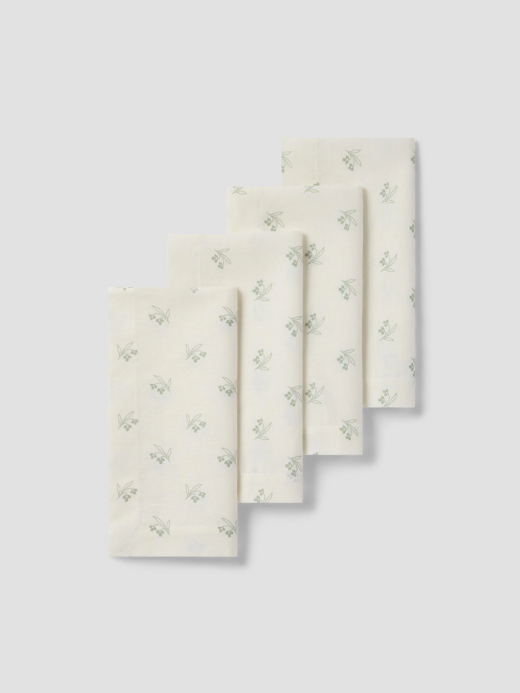 Mellow Green Martha Floral Linen Blend Napkins Set of 4 - Image 2