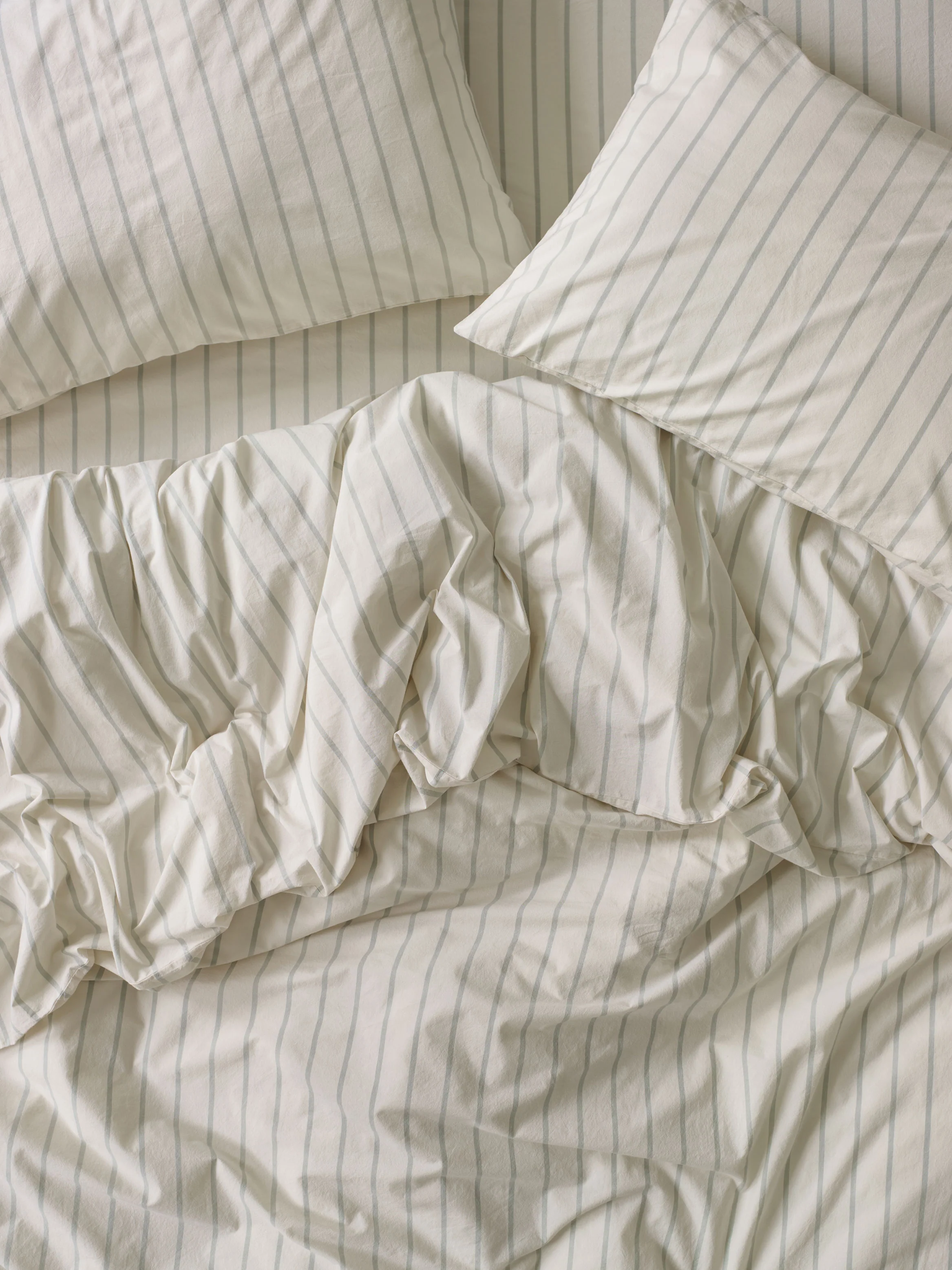 Mellow Green Slumber Stripe Cotton Duvet Cover