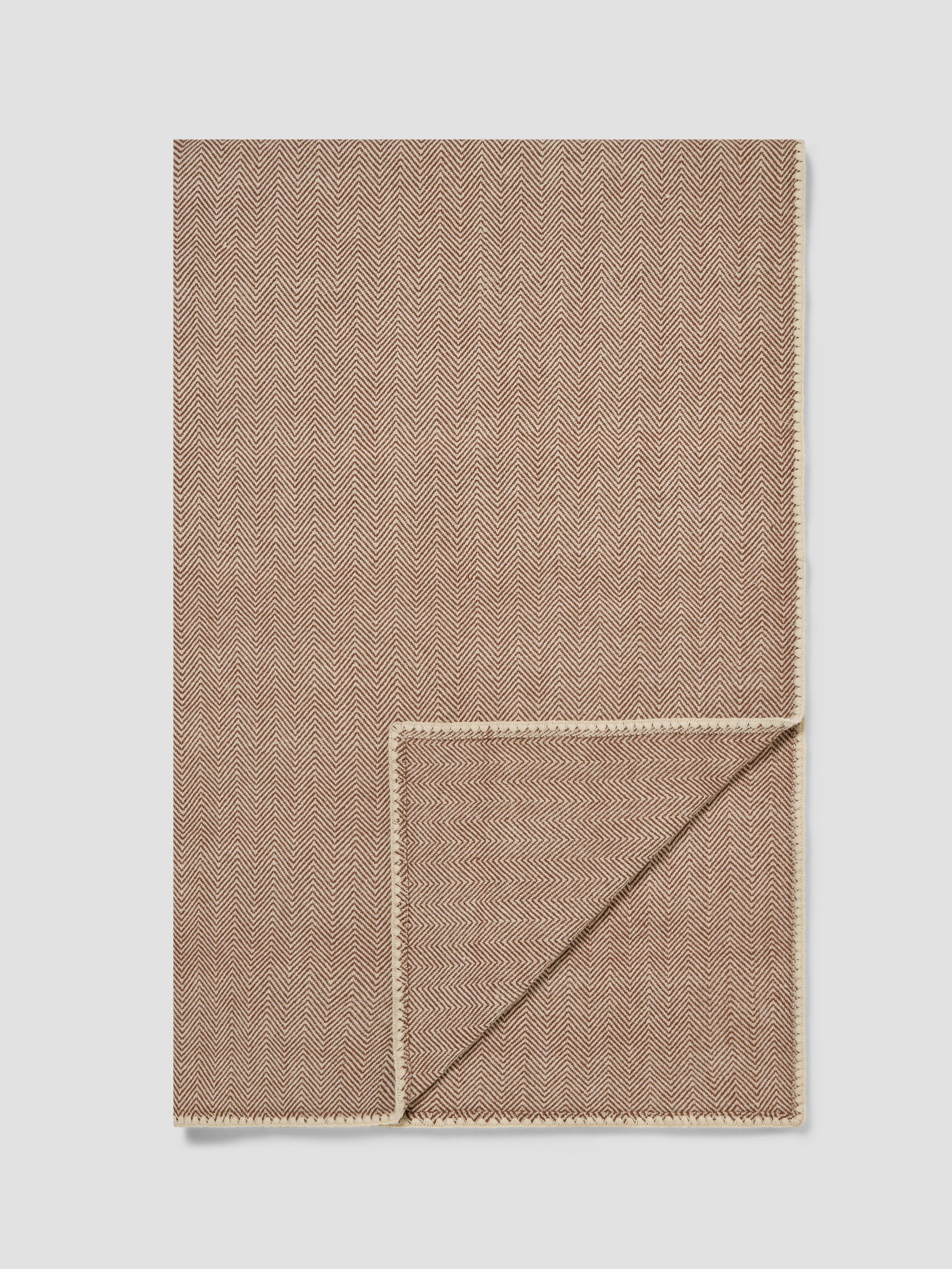 Mocha Herringbone Wool Blanket - Image 2