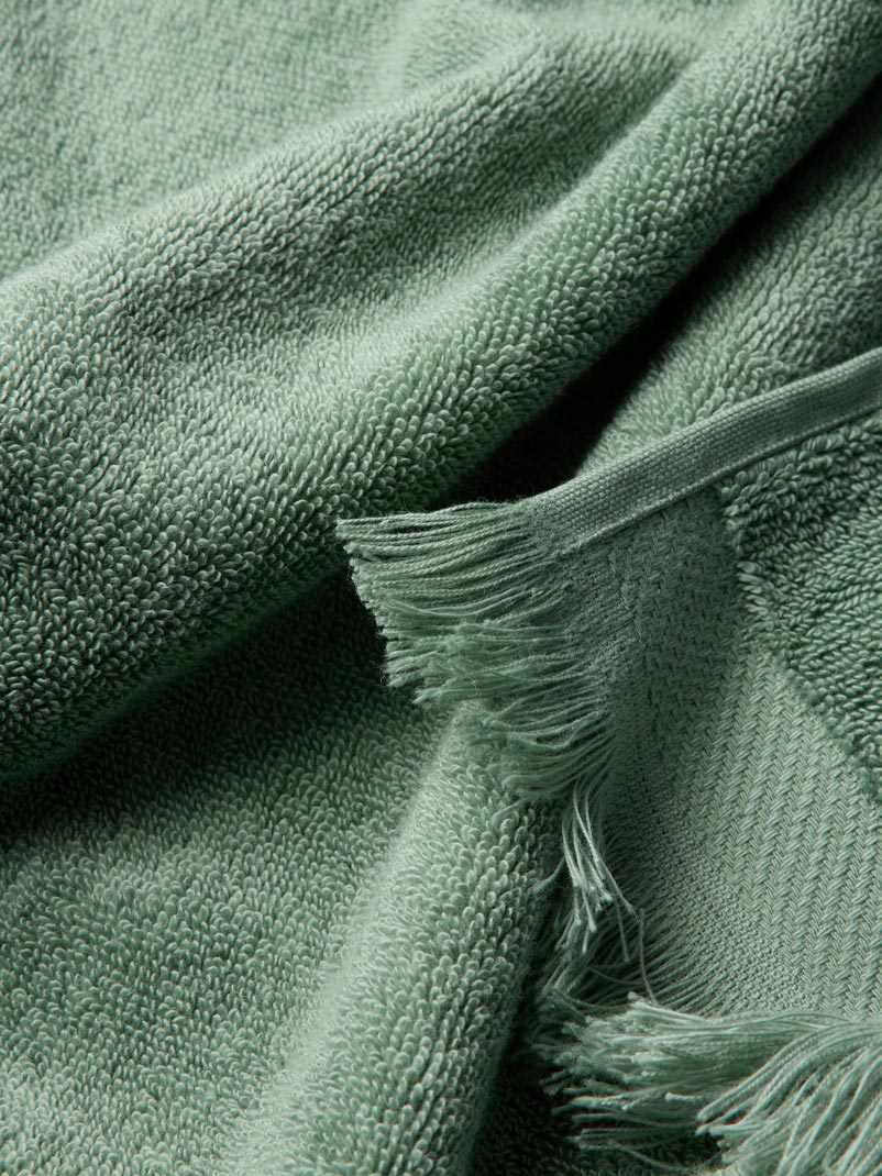 Moss Green Fringe Edge Cotton Towels - Image 3