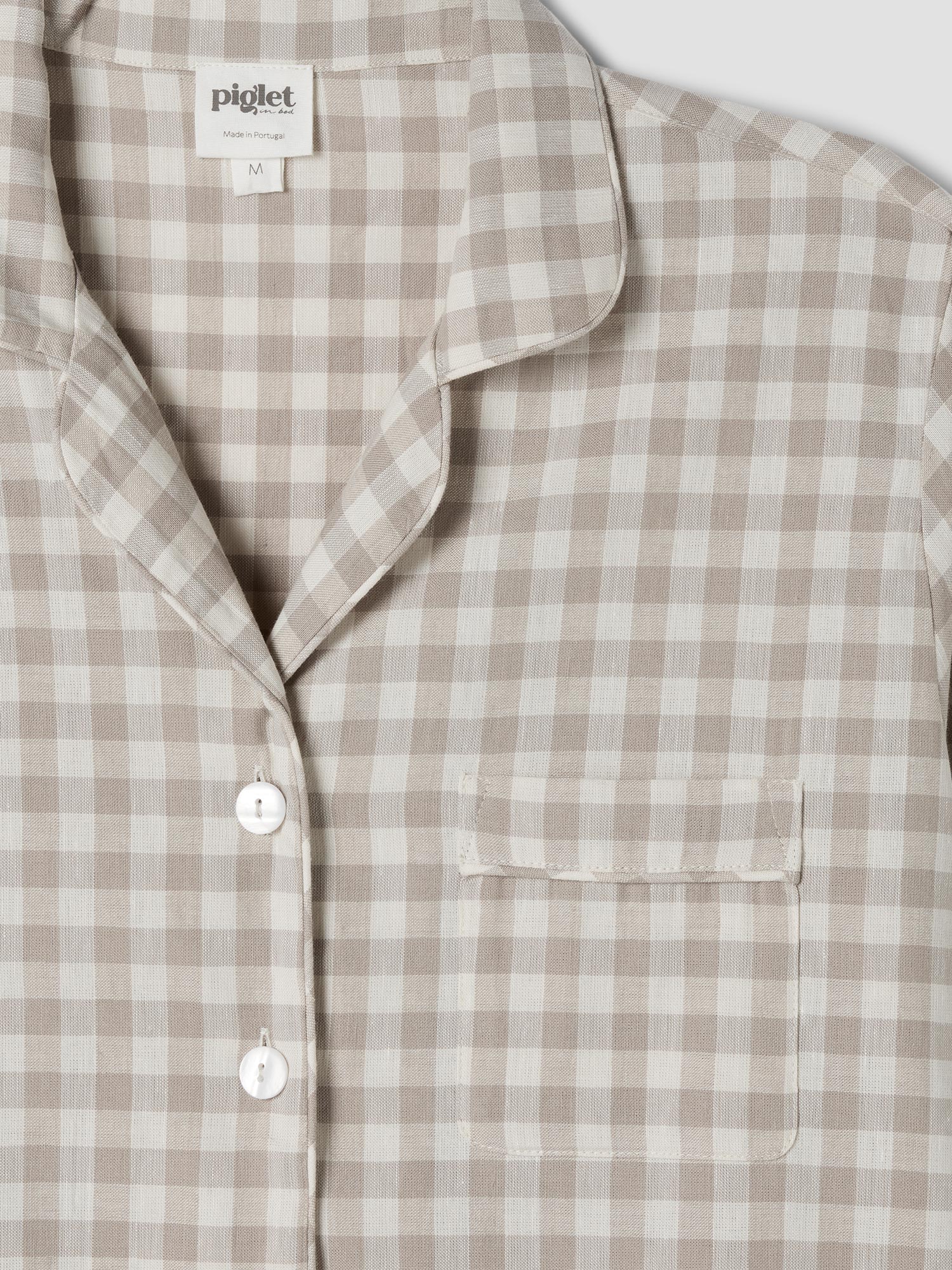 Mushroom Gingham Linen Blend Pyjama Trouser Set - Image 2