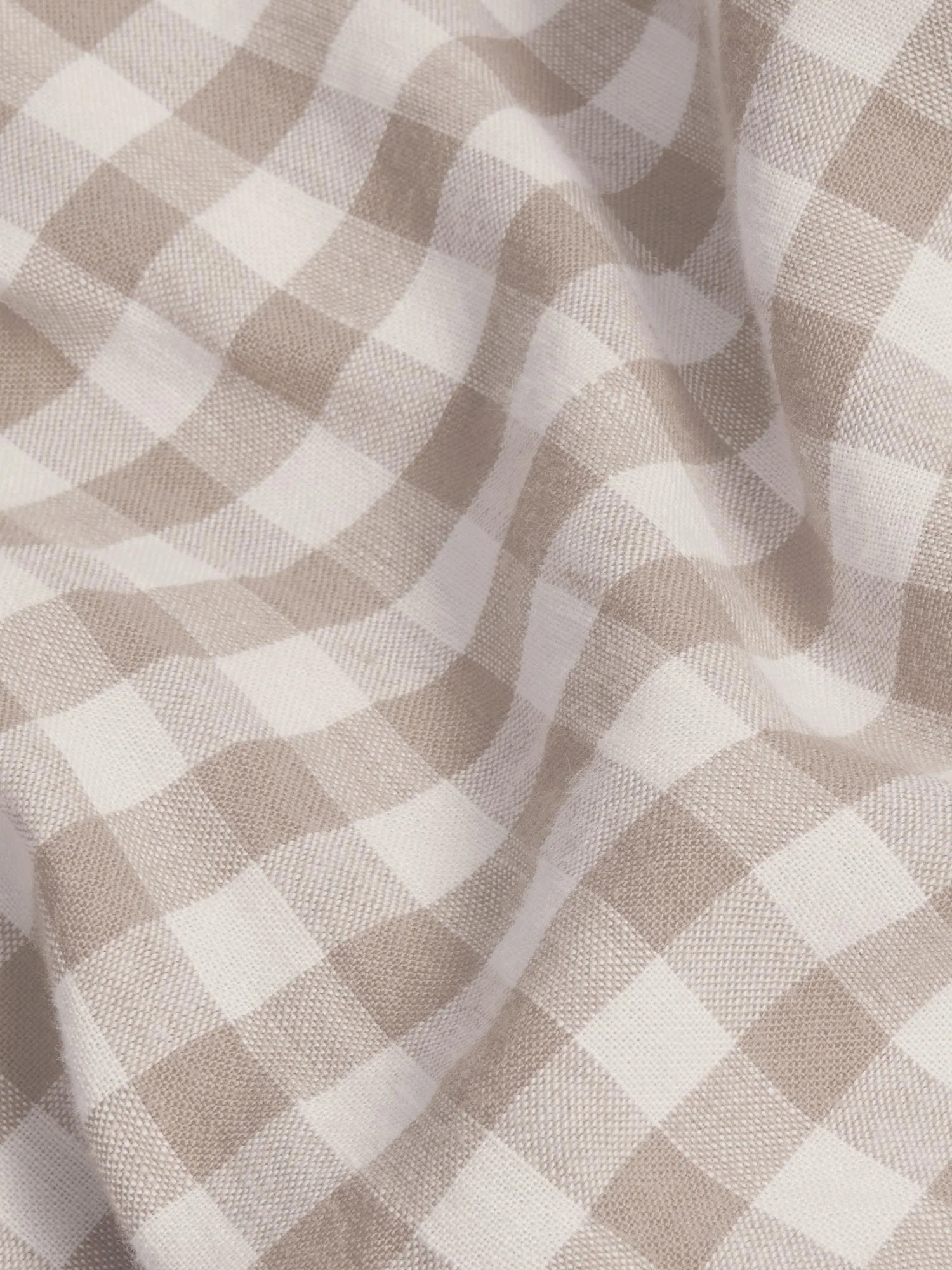 Mushroom Gingham 100% Linen Flat Sheet - Image 3