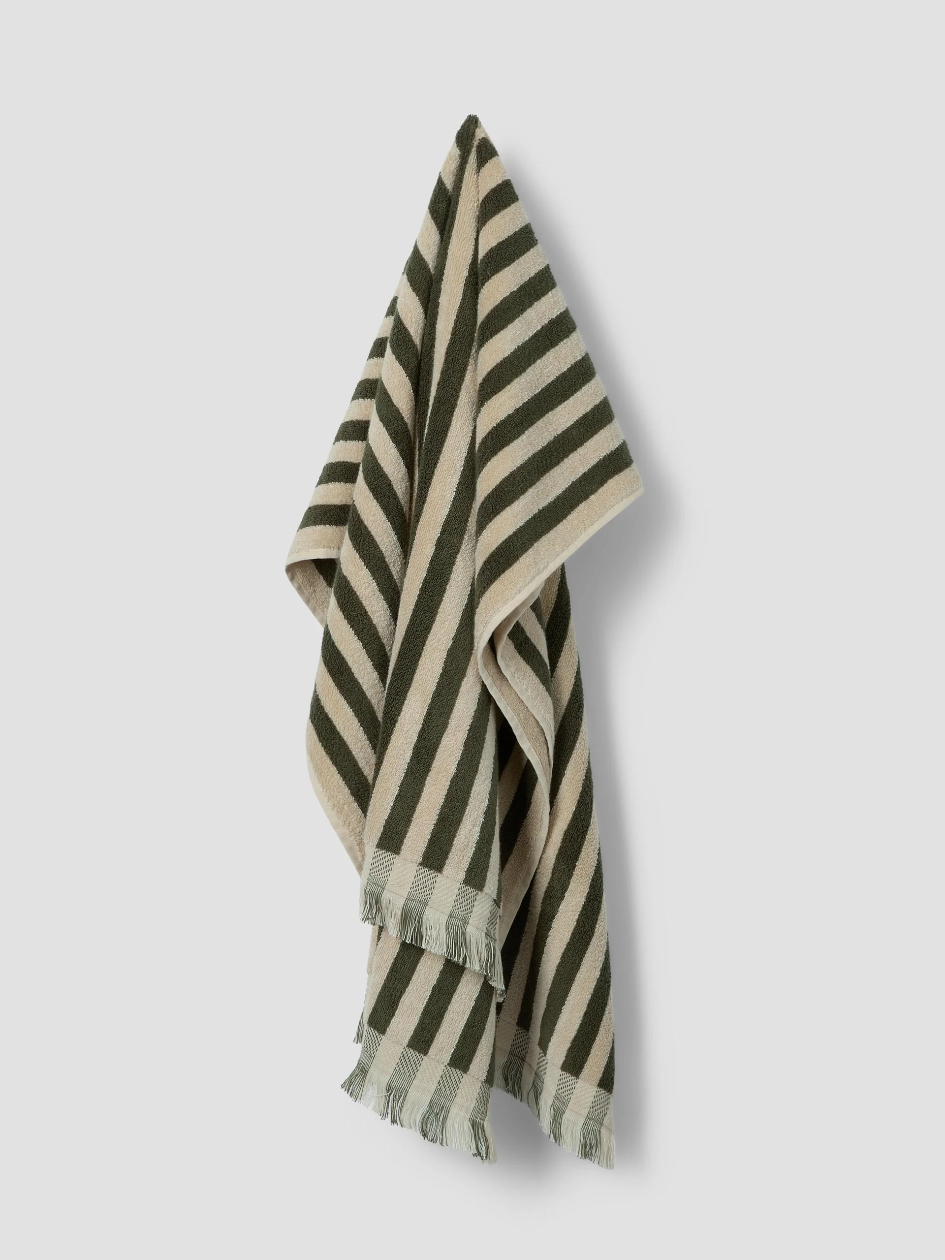 Olive Green Pembroke Stripe Cotton Towels - Image 3
