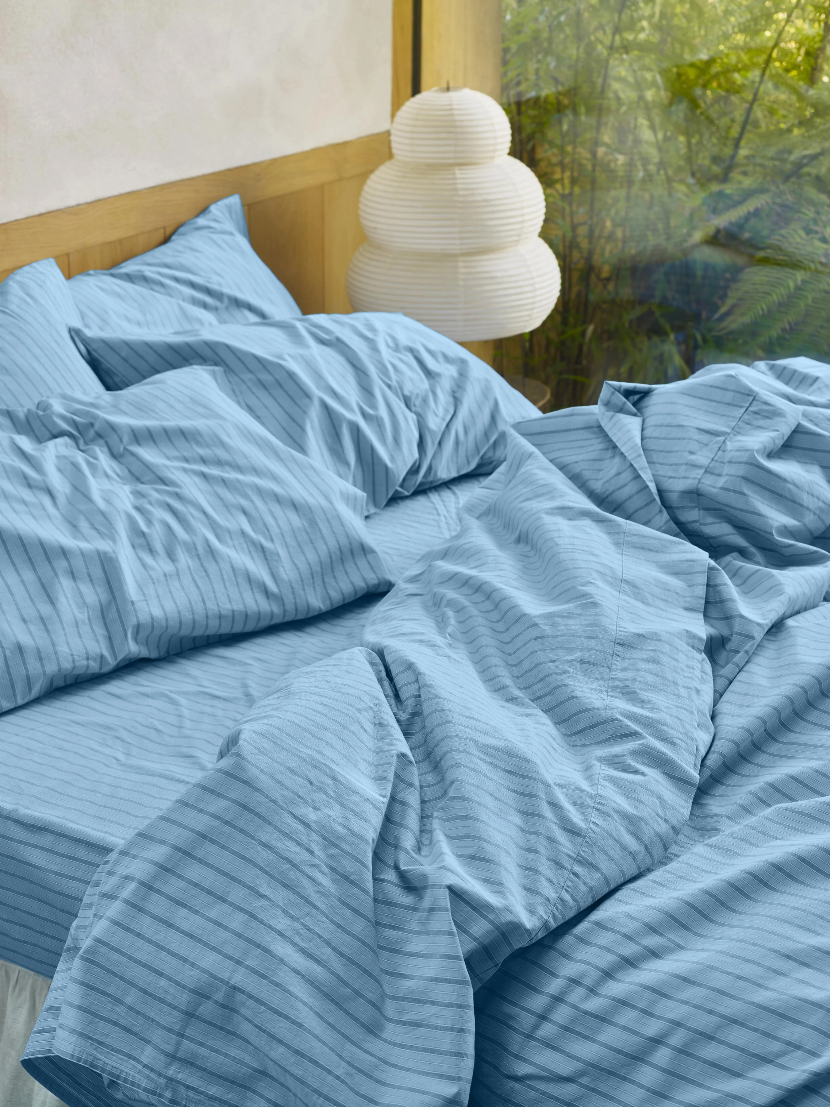 Pale Blue Favourite Shirt Stripe Cotton Duvet Cover - Image 2