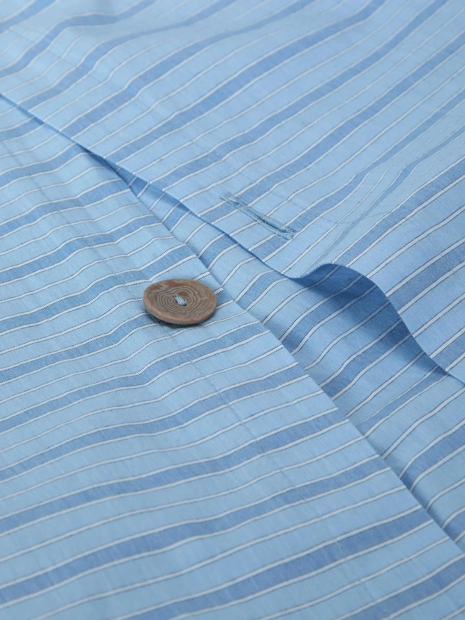 Pale Blue Favourite Shirt Stripe Cotton Duvet Cover - Image 4