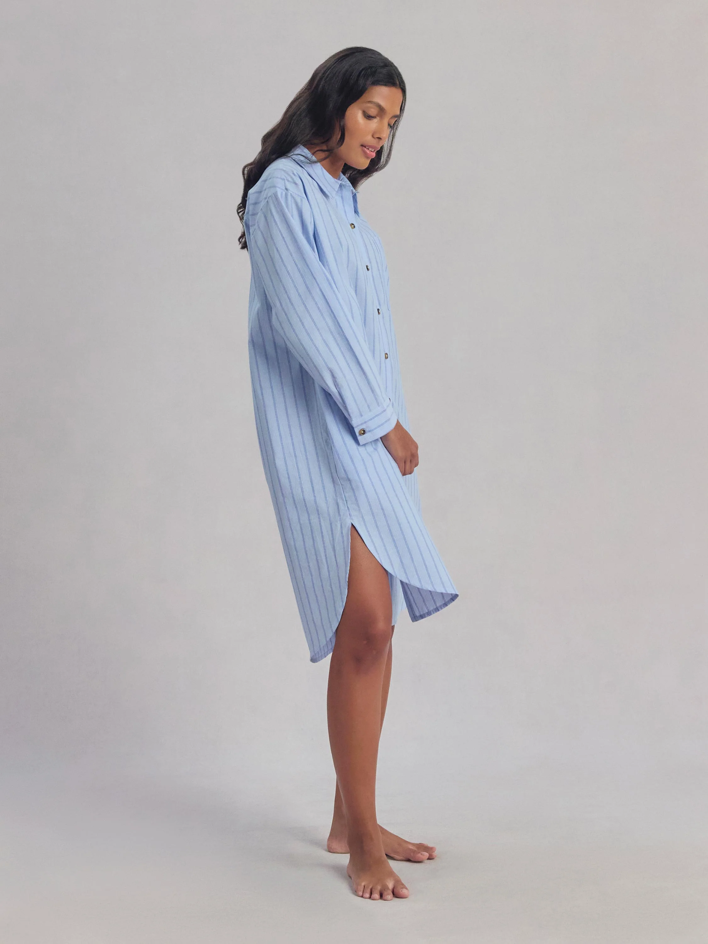 Pale Blue Favourite Shirt Stripe Cotton Nightshirt