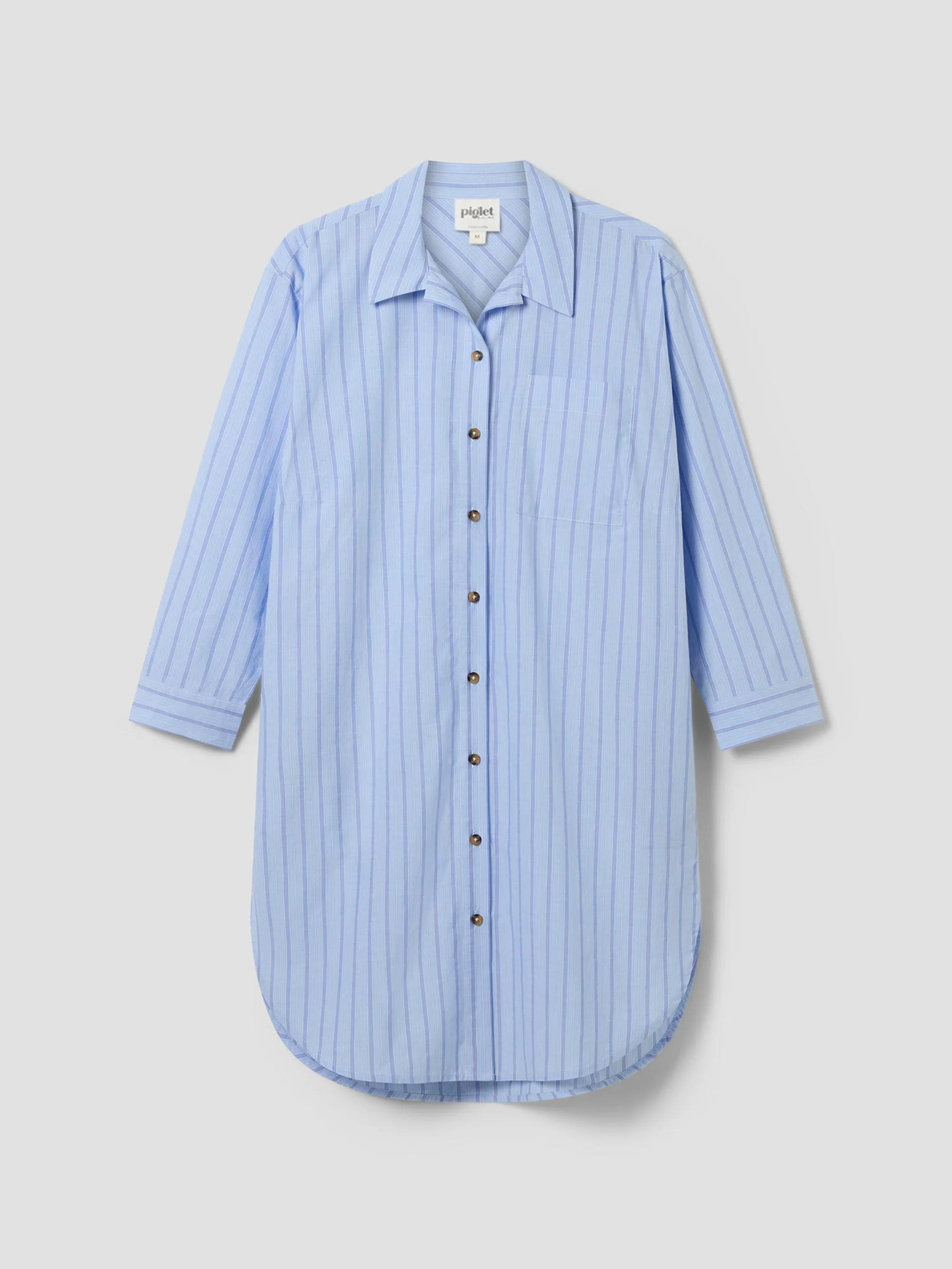 Pale Blue Favourite Shirt Stripe Cotton Nightshirt - Image 4