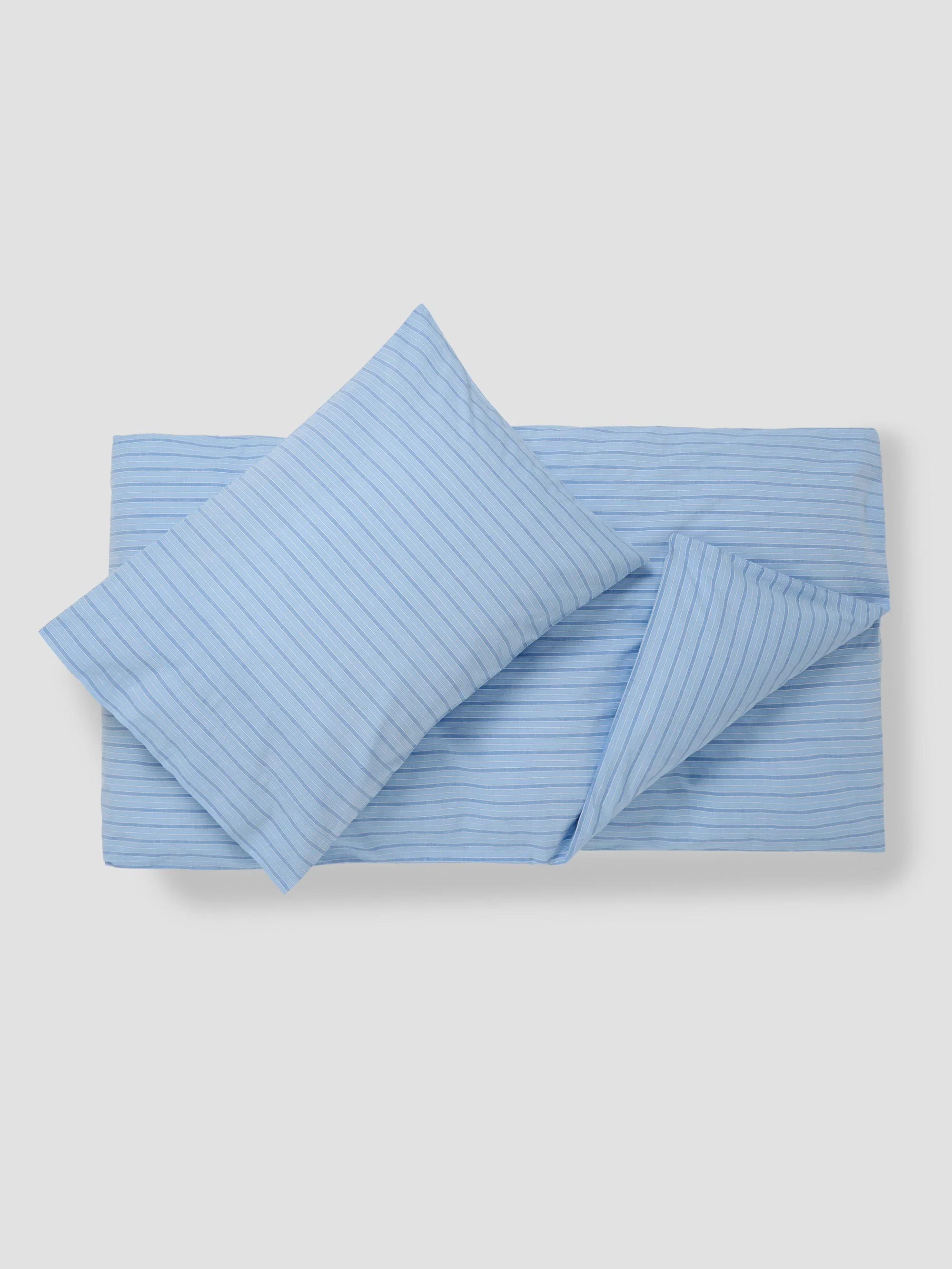 Pale Blue Favourite Shirt Stripe Kids Cotton Bedding Set - Image 3