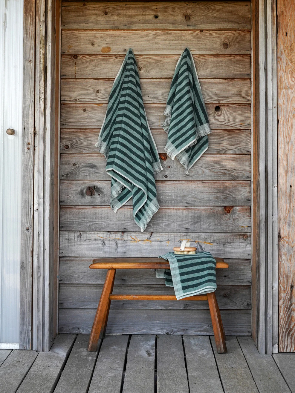 Pine Green Pembroke Stripe Cotton Towels - Image 4
