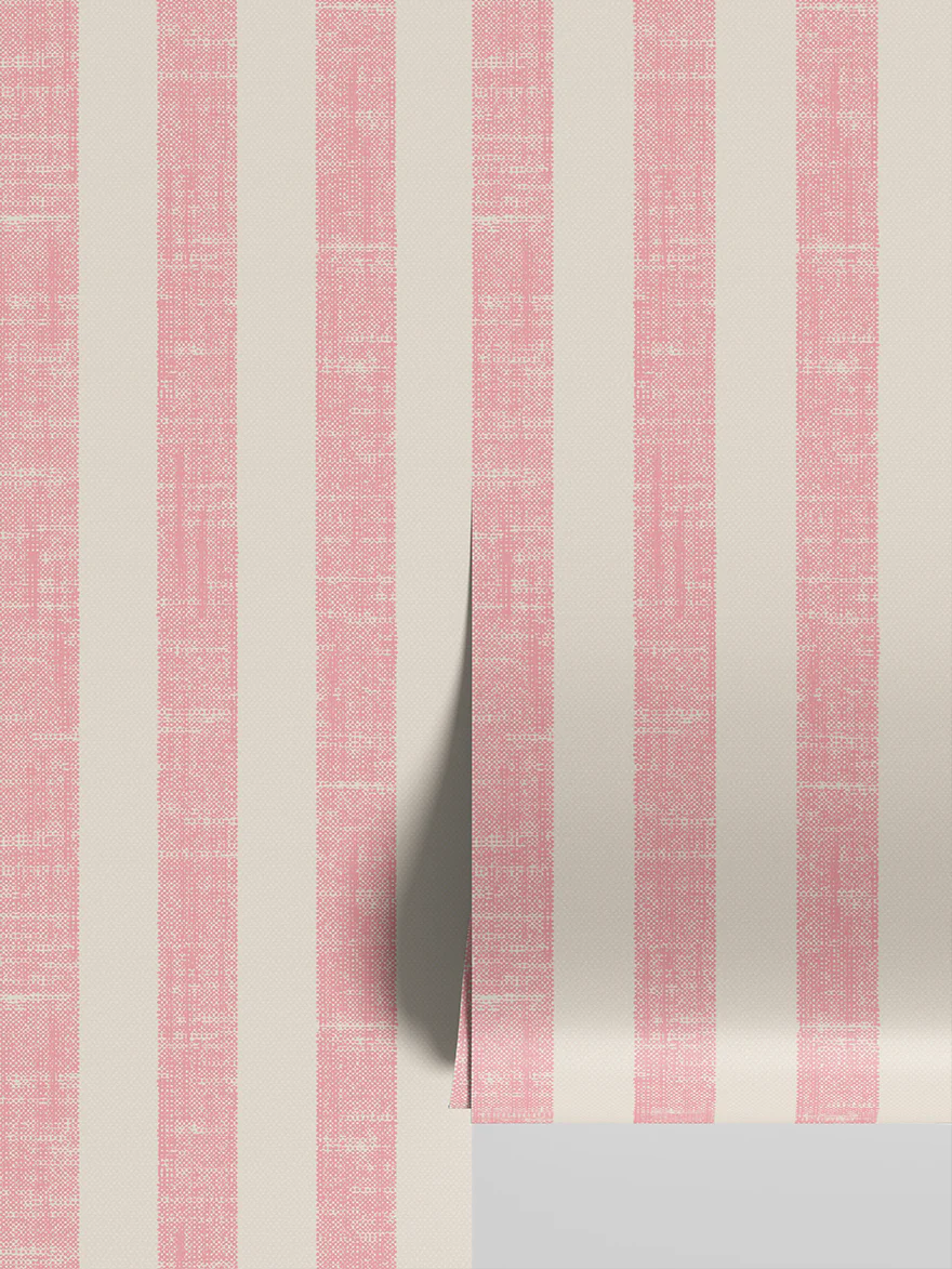 Pink Bloom Pembroke Stripe Wallpaper