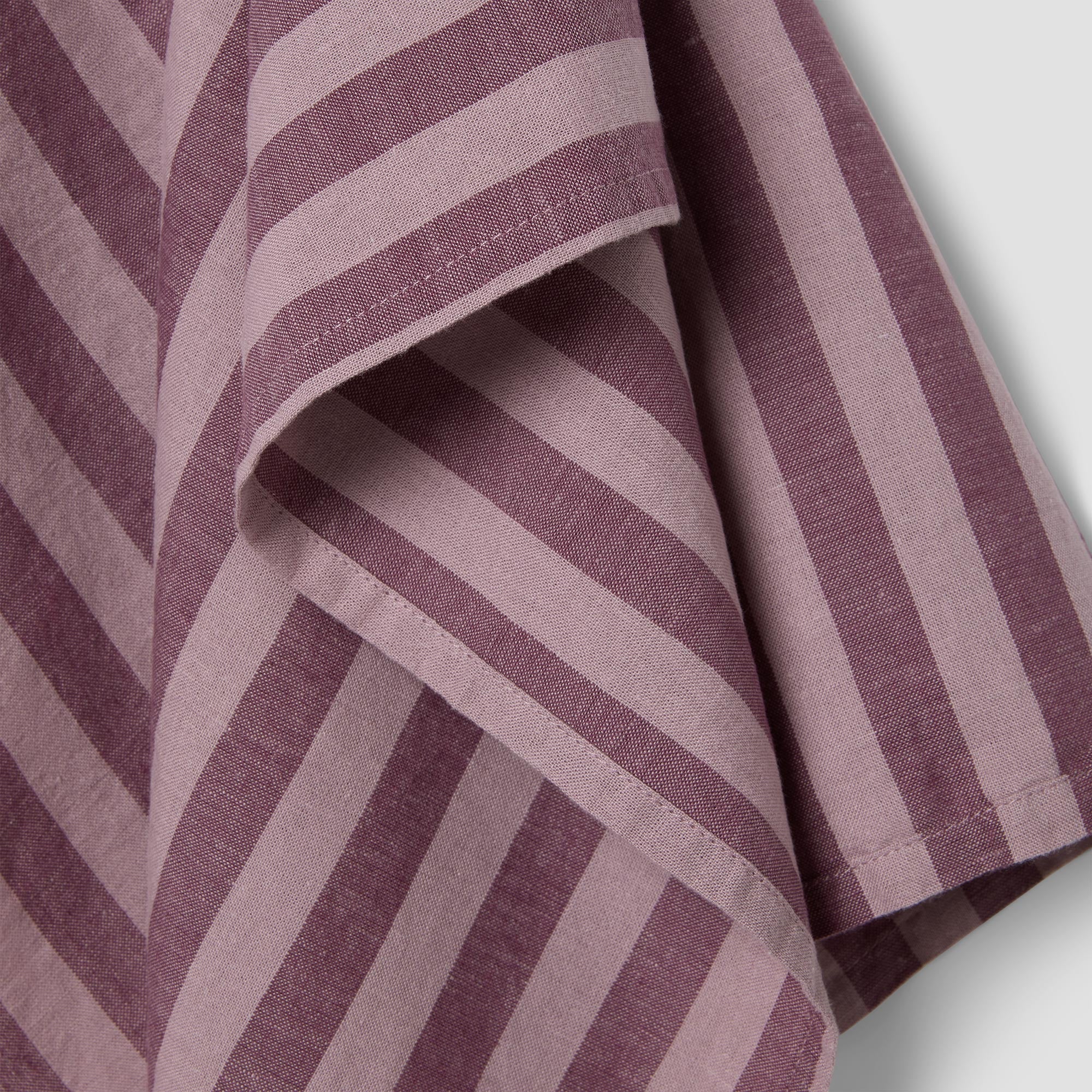Plum Wine Pembroke Stripe Linen Blend Tea Towel - Image 2