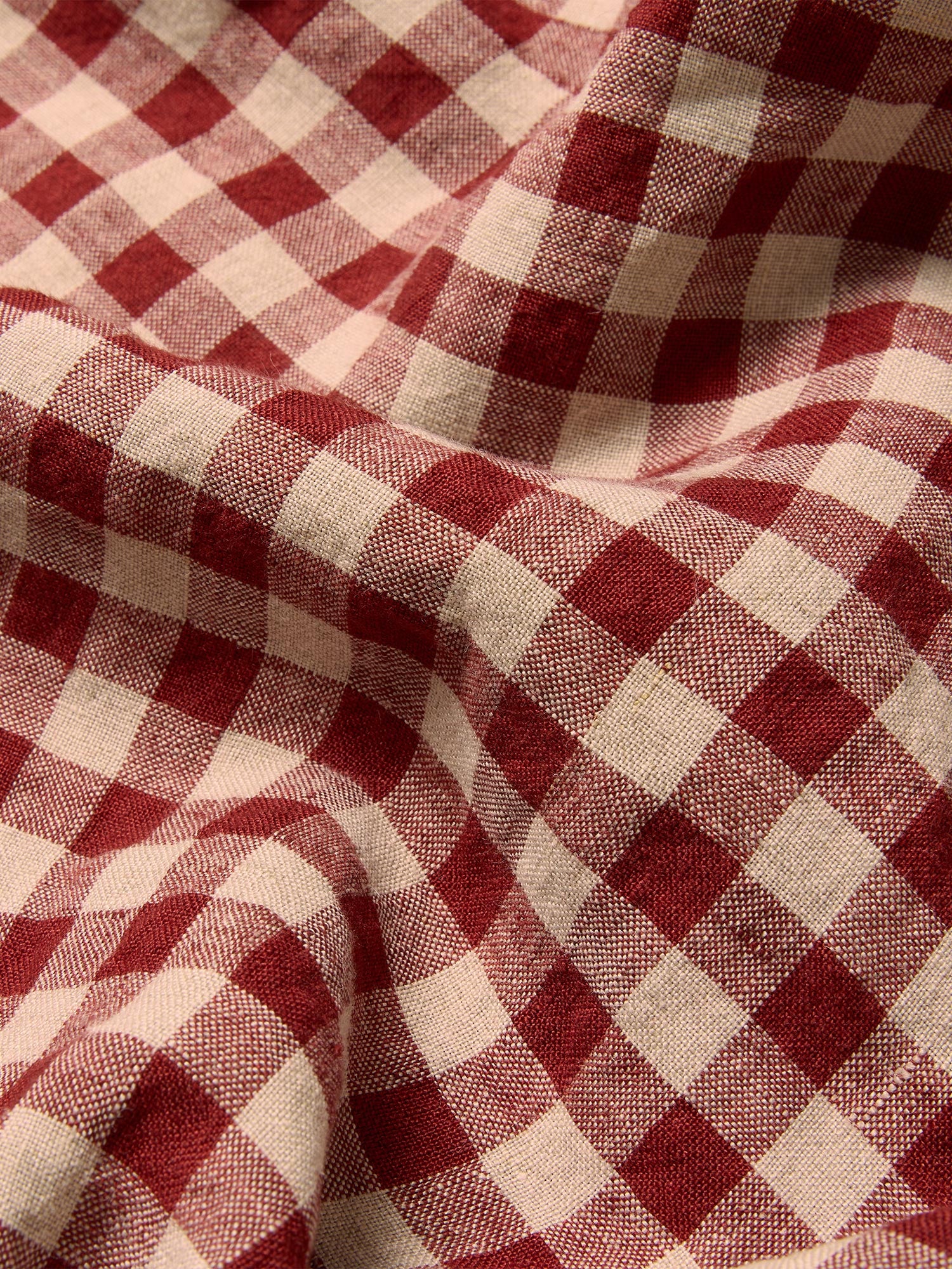 Rhubarb Gingham 100% Linen Fitted Sheet - Image 3