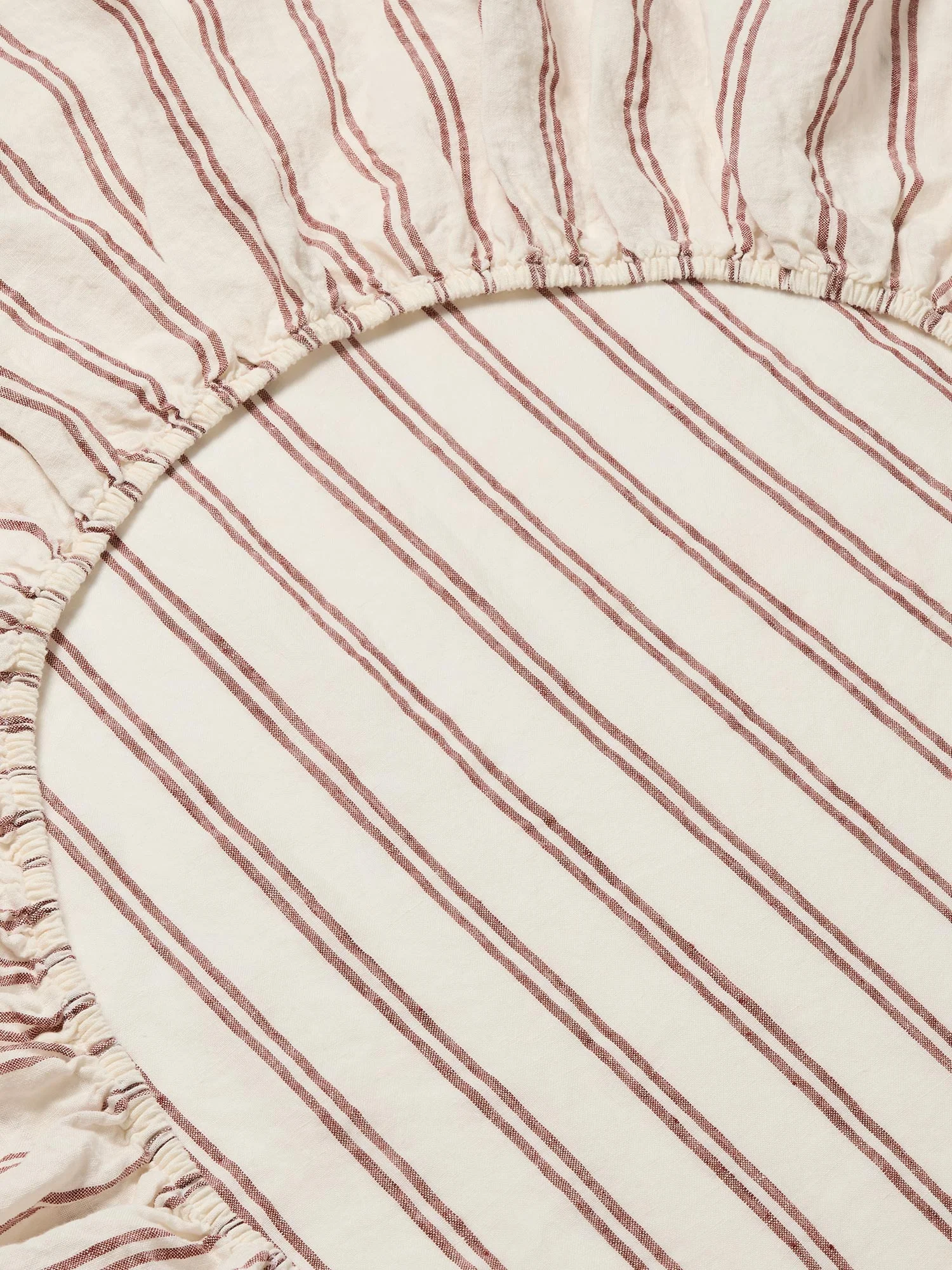 Rhubarb Kemptown Stripe 100% Linen Fitted Sheet - Image 2