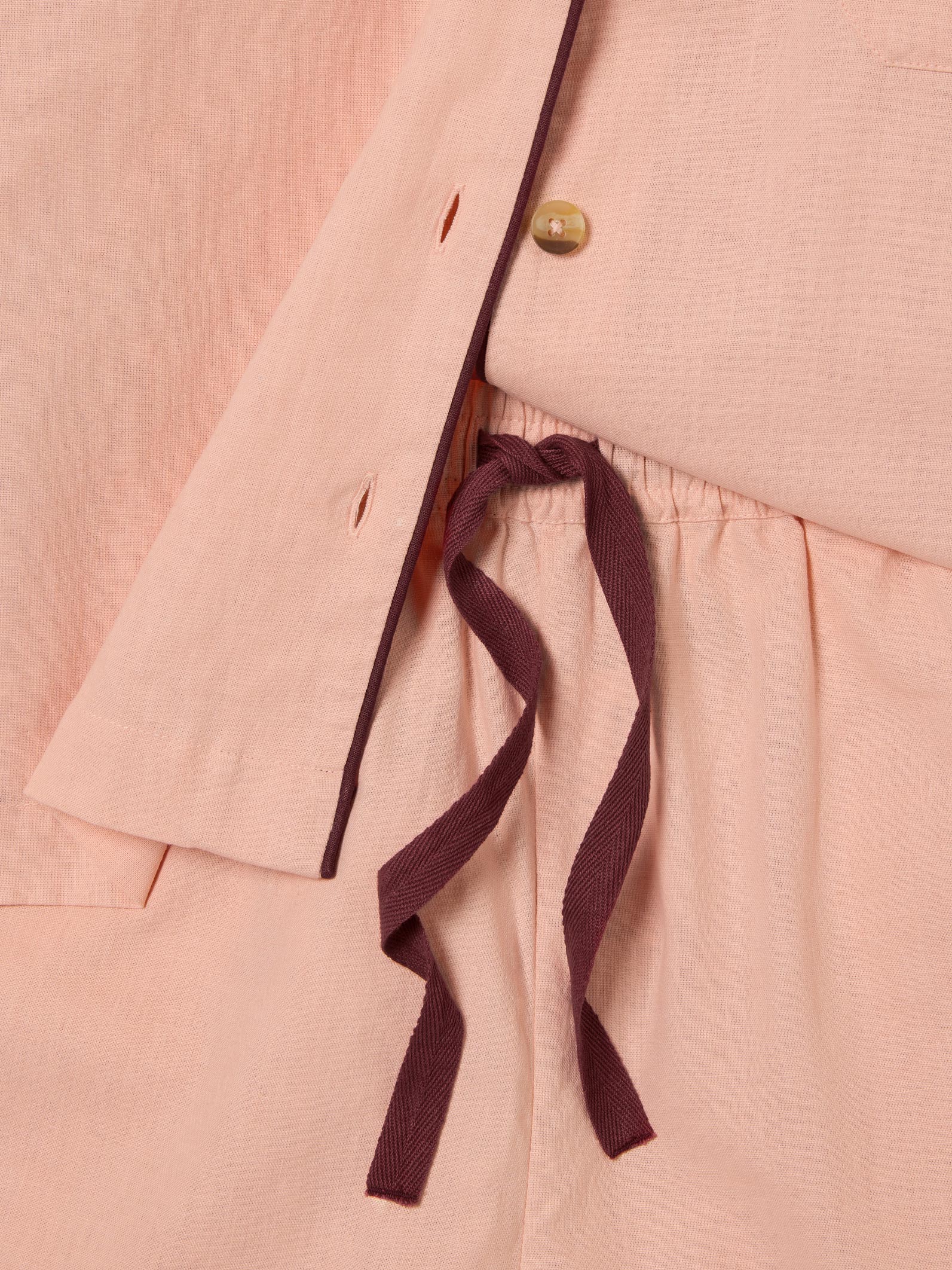 Rose Linen Blend Pyjama Short Set - Image 5