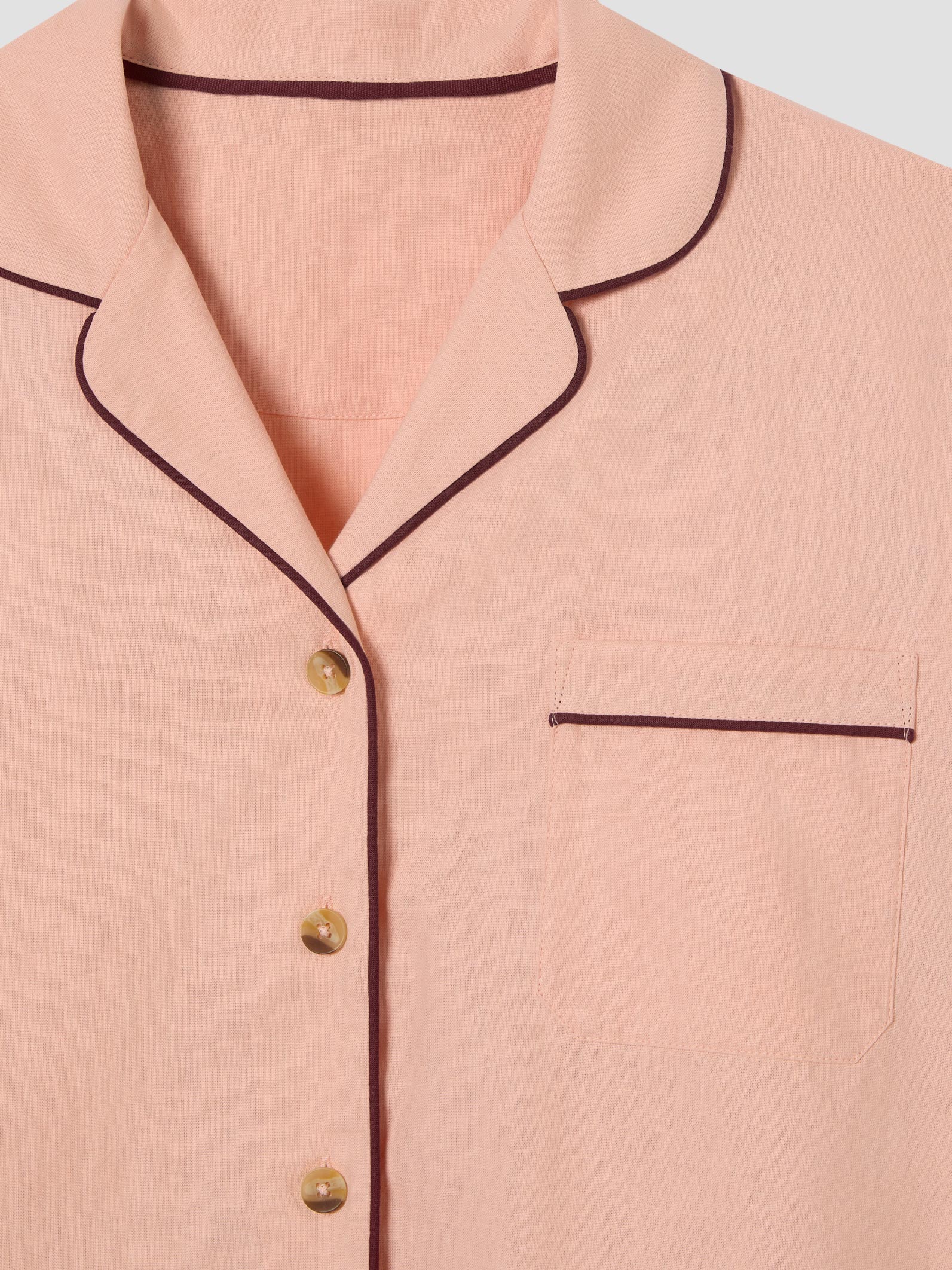 Rose Linen Blend Pyjama Short Set - Image 6