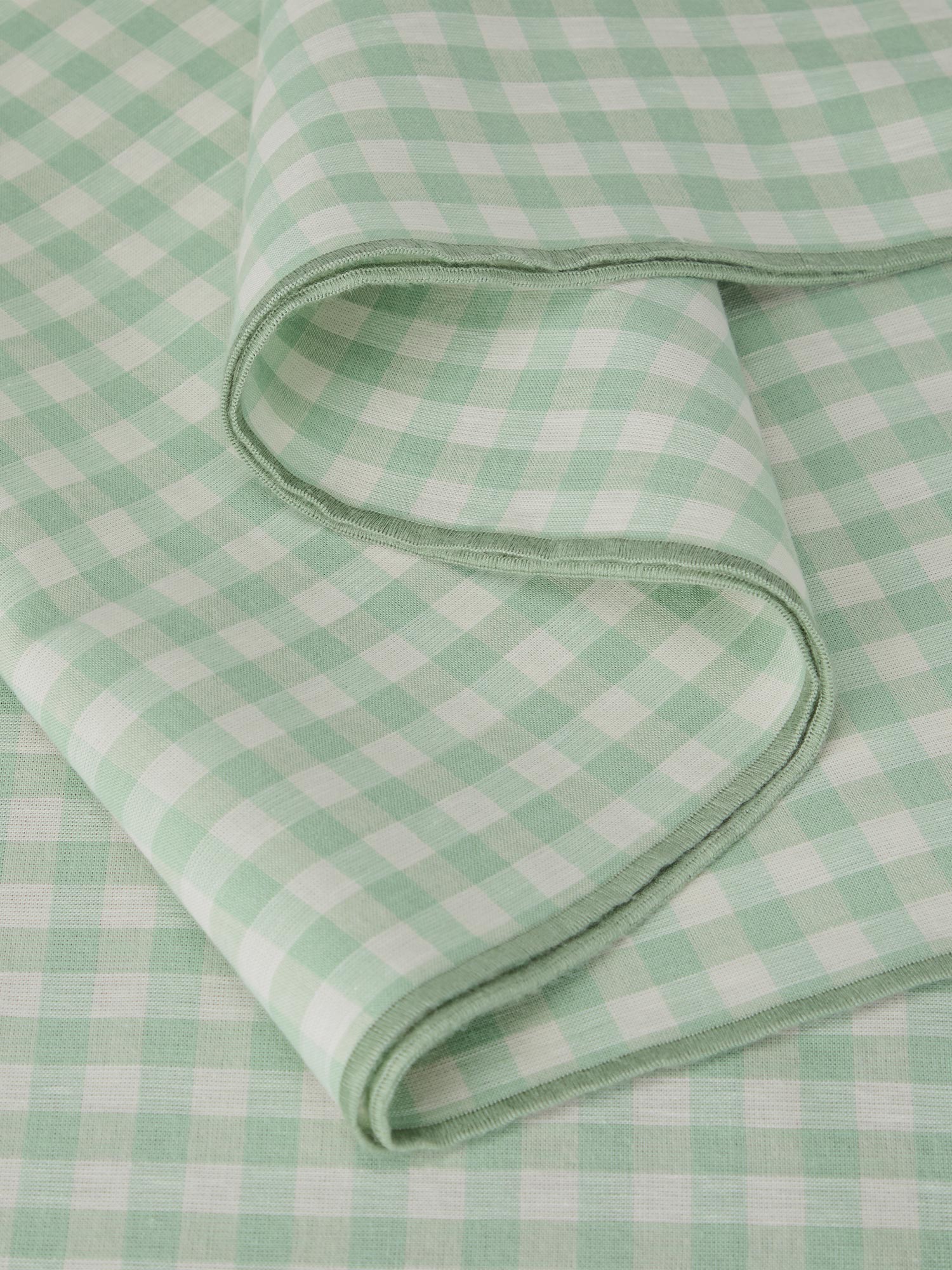 Sage Green Gingham Linen Blend Table Runner - Image 2